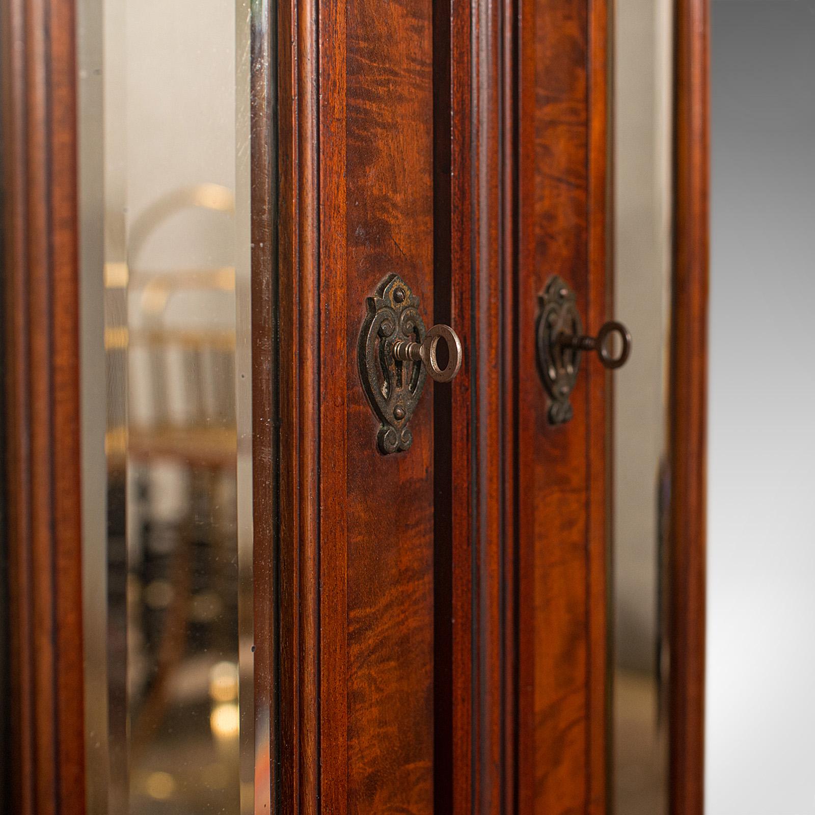 Antique Mirrored Duet Cabinet, English, Walnut, Bookcase, Cupboard, Victorian For Sale 5