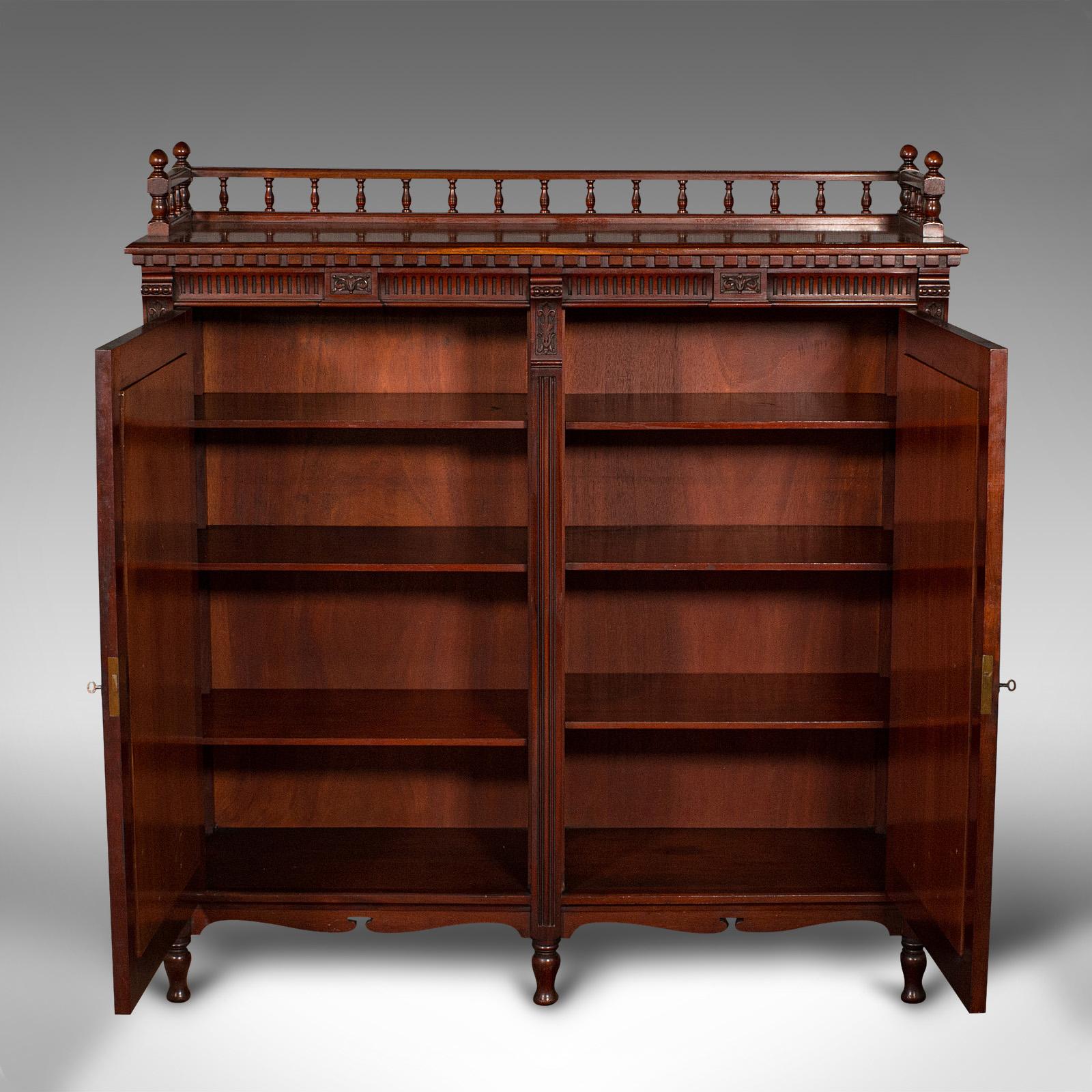 British Antique Mirrored Duet Cabinet, English, Walnut, Bookcase, Cupboard, Victorian For Sale