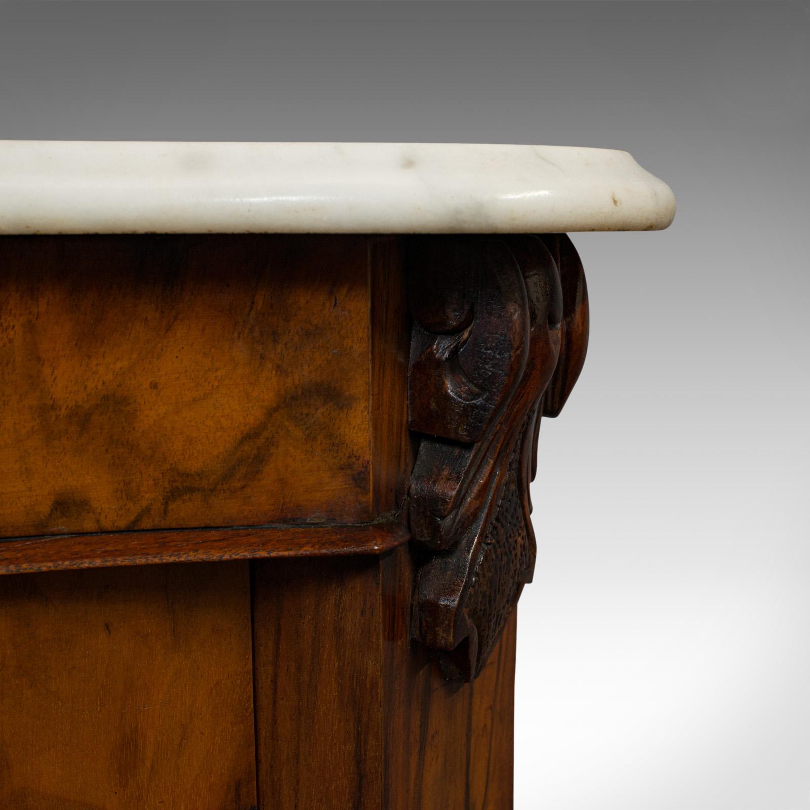 Antique Mirrored Side Cabinet, English, Walnut, Marble, Dresser, Victorian, 1850 3