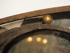 Antique Mirrored Wrought Iron and Tole Overdoor with Cartouche, France, C. 1850