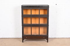 Antique Mission Arts and Crafts Mahogany Three-Stack Barrister Bookcase by Macey