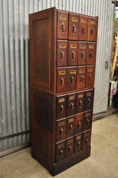 Antique Mission Arts & Crafts Stacked Macey 24-Drawer Library File Cabinet