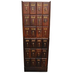 Used Mission Arts & Crafts Stacked Macey 24-Drawer Library File Cabinet