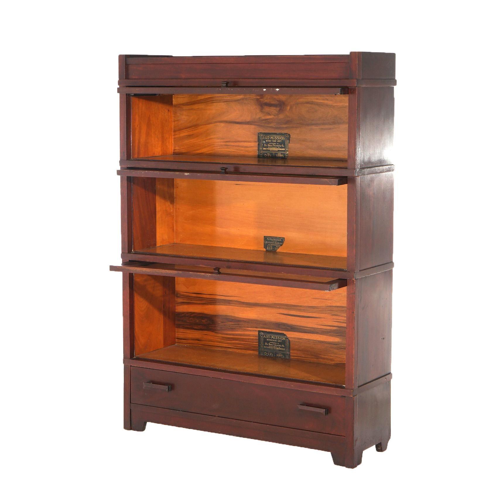 Antique Mission Arts & Crafts Globe Wernicke Stack Barrister Bookcase c1920 In Good Condition In Big Flats, NY