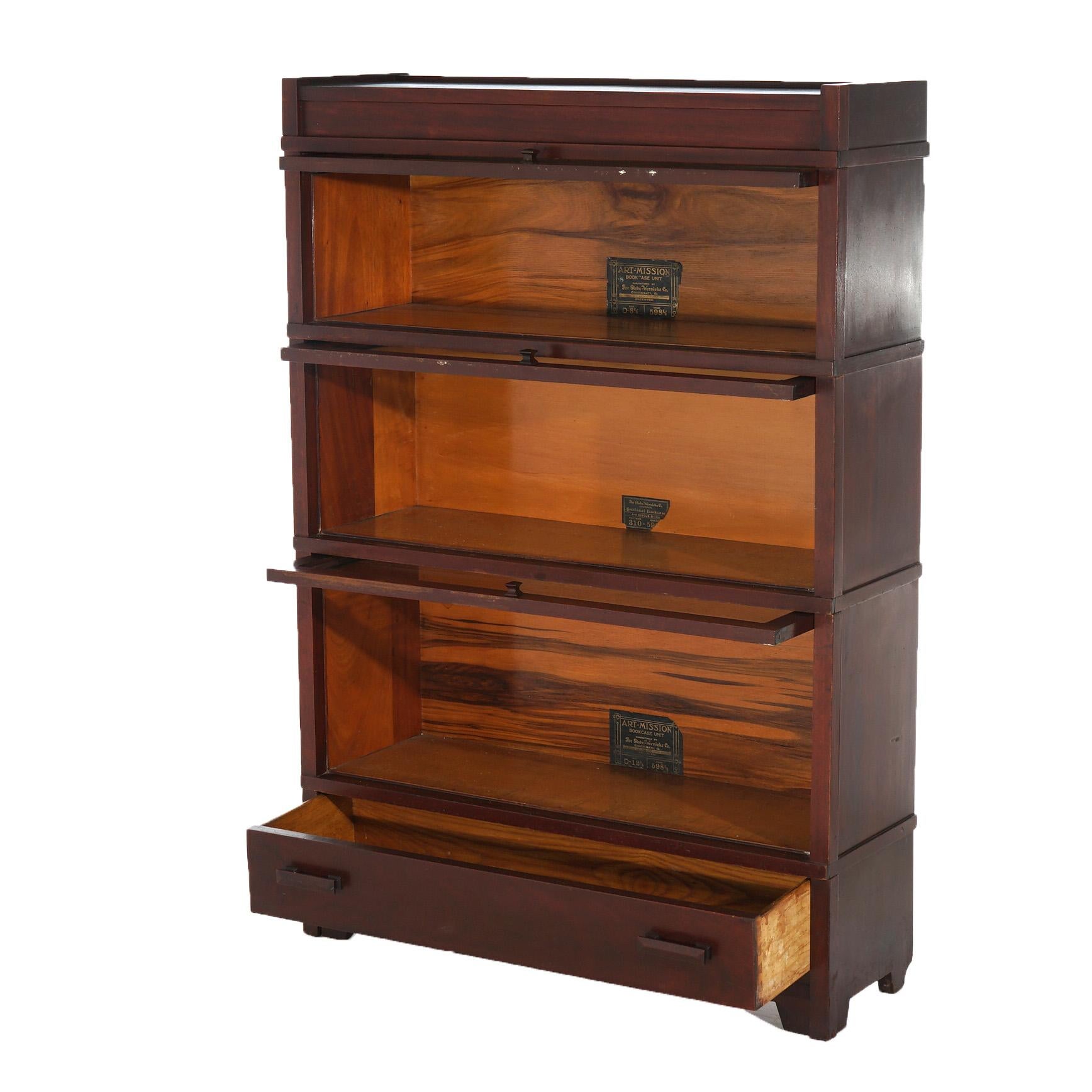 20th Century Antique Mission Arts & Crafts Globe Wernicke Stack Barrister Bookcase c1920