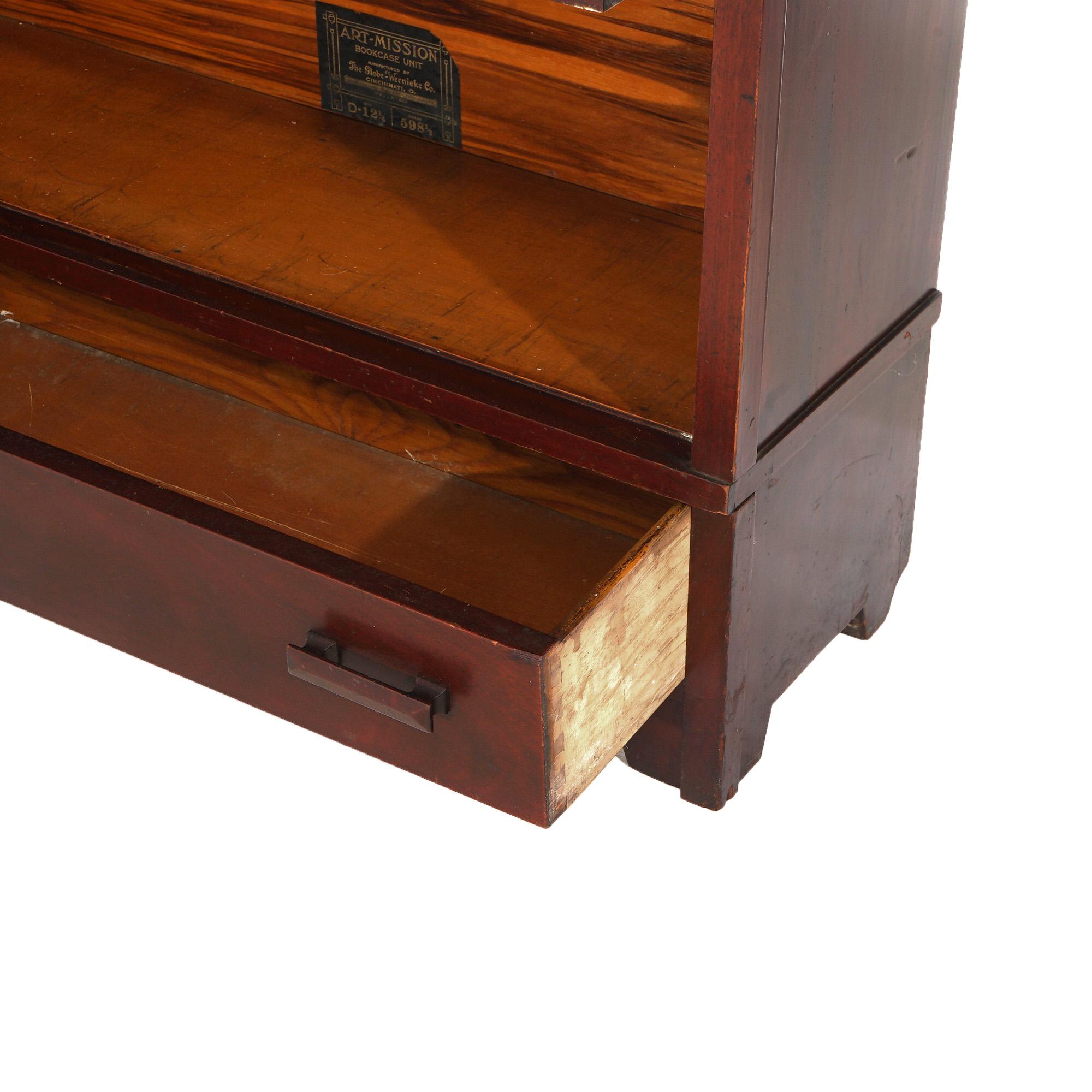 Mahogany Antique Mission Arts & Crafts Globe Wernicke Stack Barrister Bookcase c1920