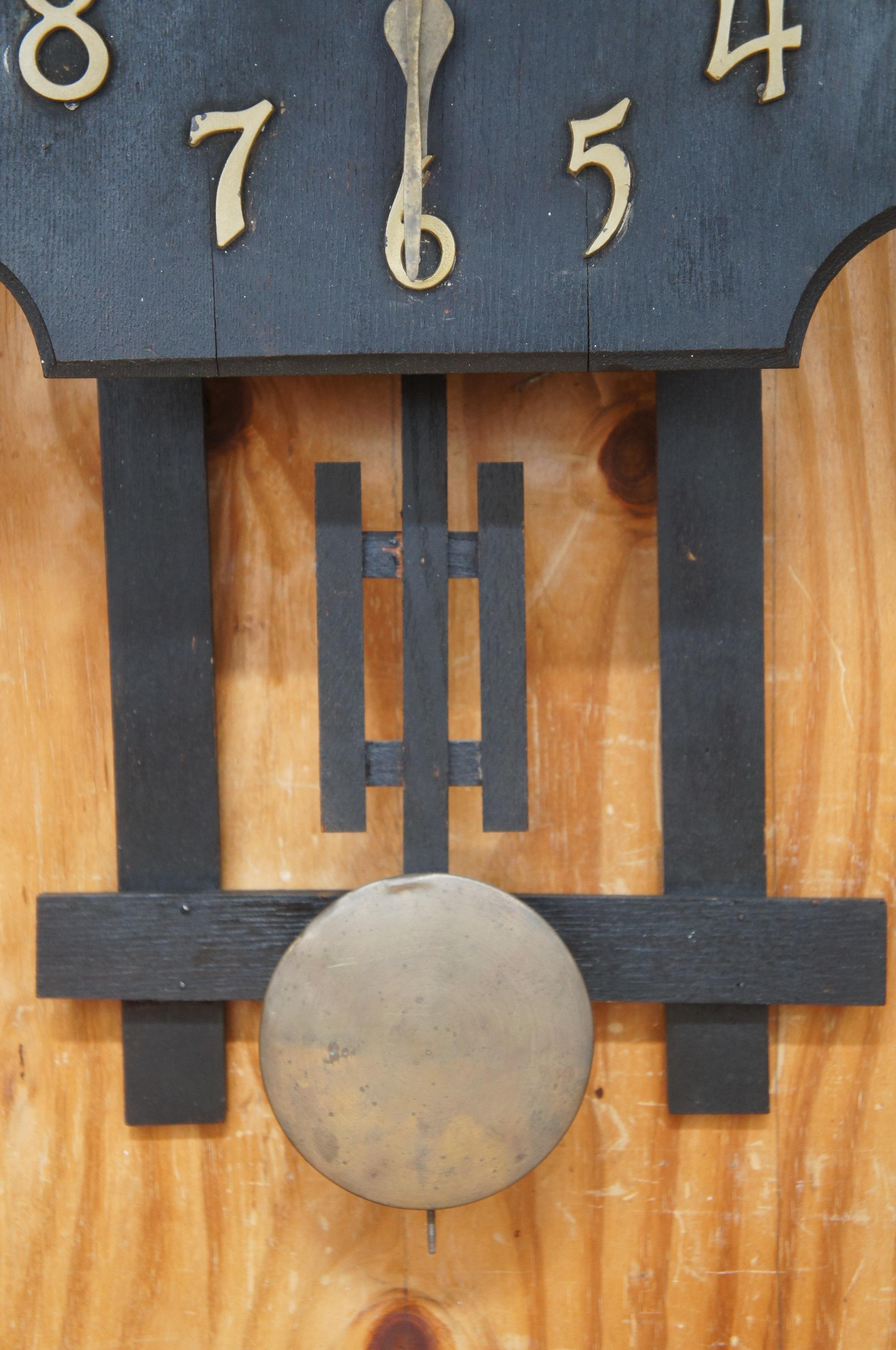 Antique Mission Arts & Crafts National Clock Co Oak Wall 8 Dar Regulator Clock 1