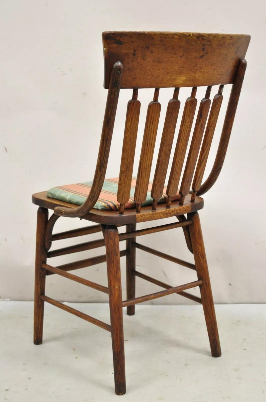 Antique Mission Arts & Craft Oak Oak Slat Back Dining Side Chair en vente 3
