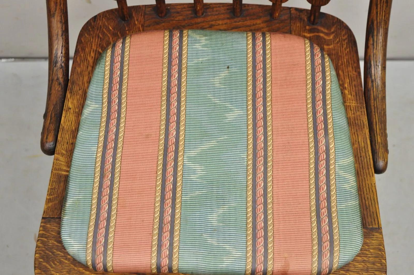 Chêne Antique Mission Arts & Craft Oak Oak Slat Back Dining Side Chair en vente