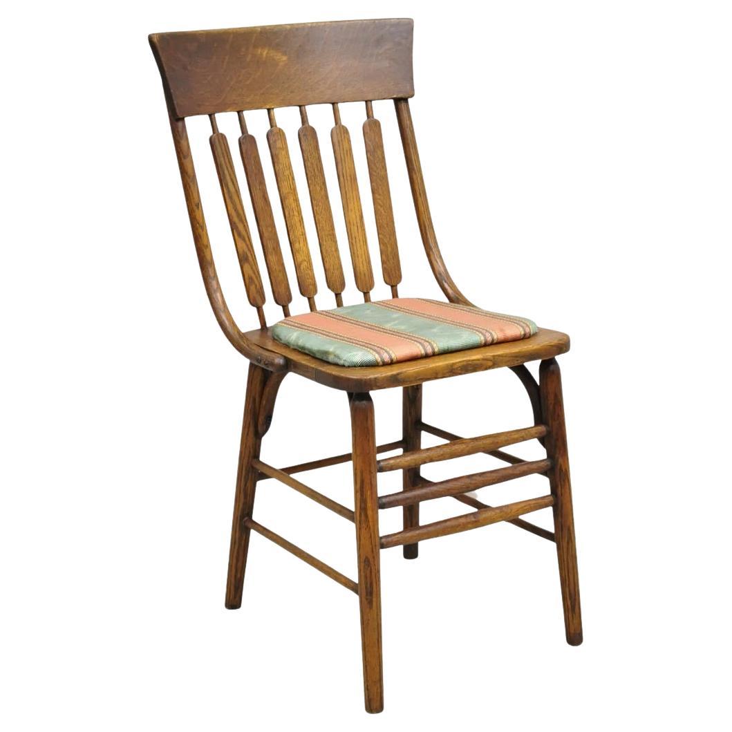 Antique Mission Arts & Crafts Oak Bentwood Slat Back Dining Side Chair