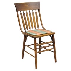 Antique Mission Arts & Crafts Oak Bentwood Slat Back Dining Side Chair