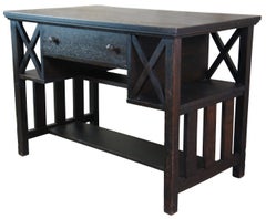 Antique Mission Arts & Crafts Oak Library Bookcase Writing Desk Table