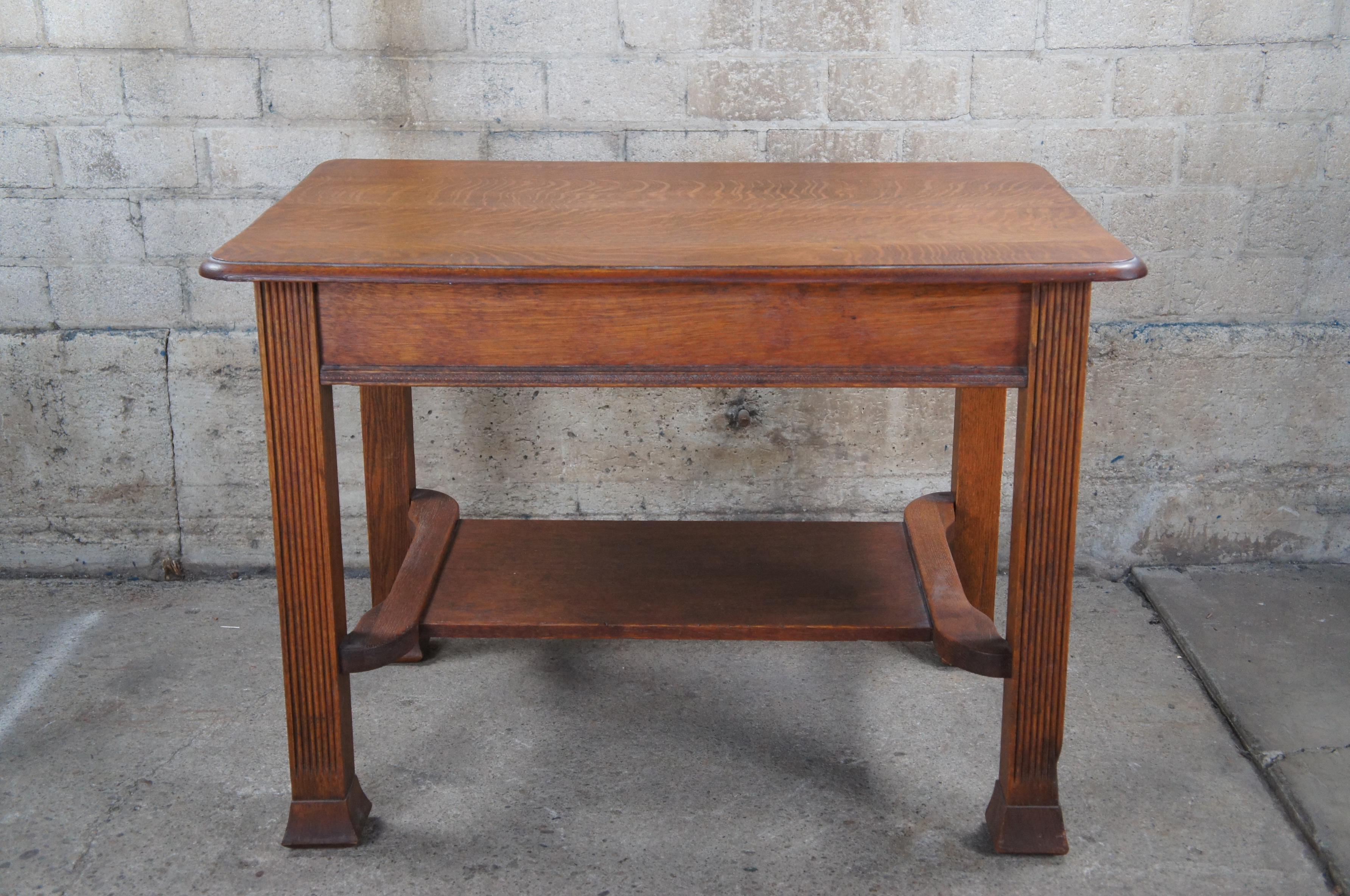 Antique Mission Arts & Crafts Oak Library Table Writing Desk Craftsman 40