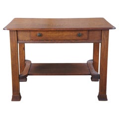 Antique Mission Arts & Crafts Oak Library Table Writing Desk Craftsman 40"