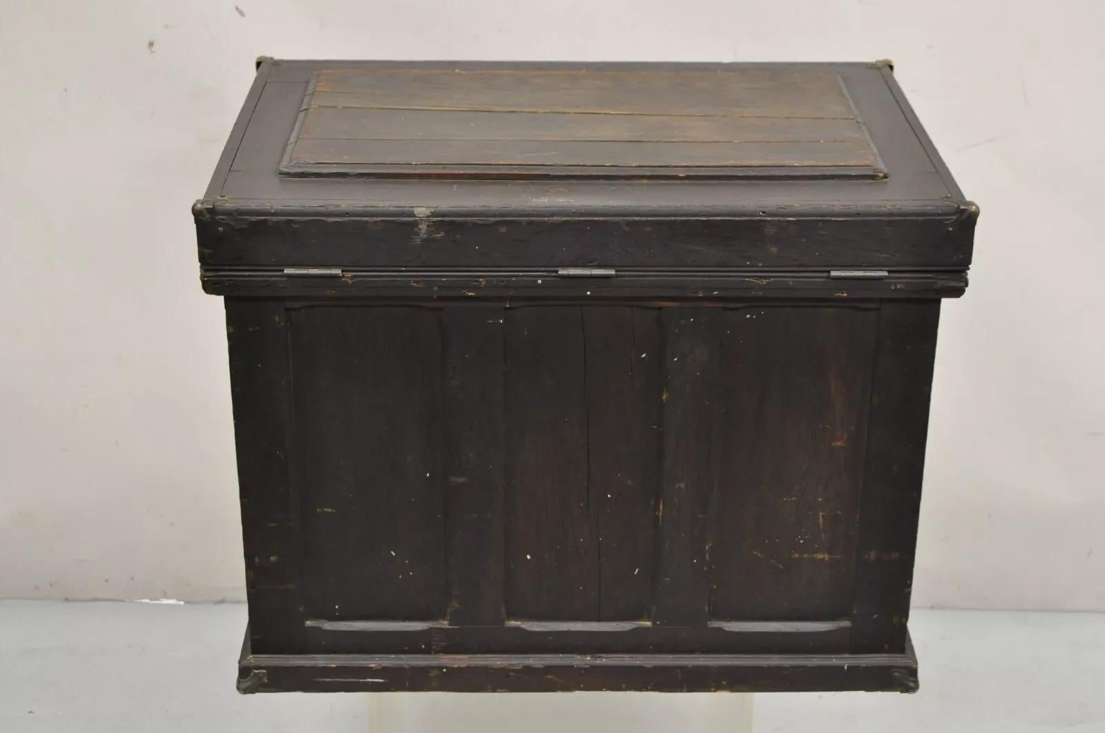 Antique Mission Arts & Crafts Oak Wood Carpenters Tool Chest Cabinet w/ Drawers For Sale 5