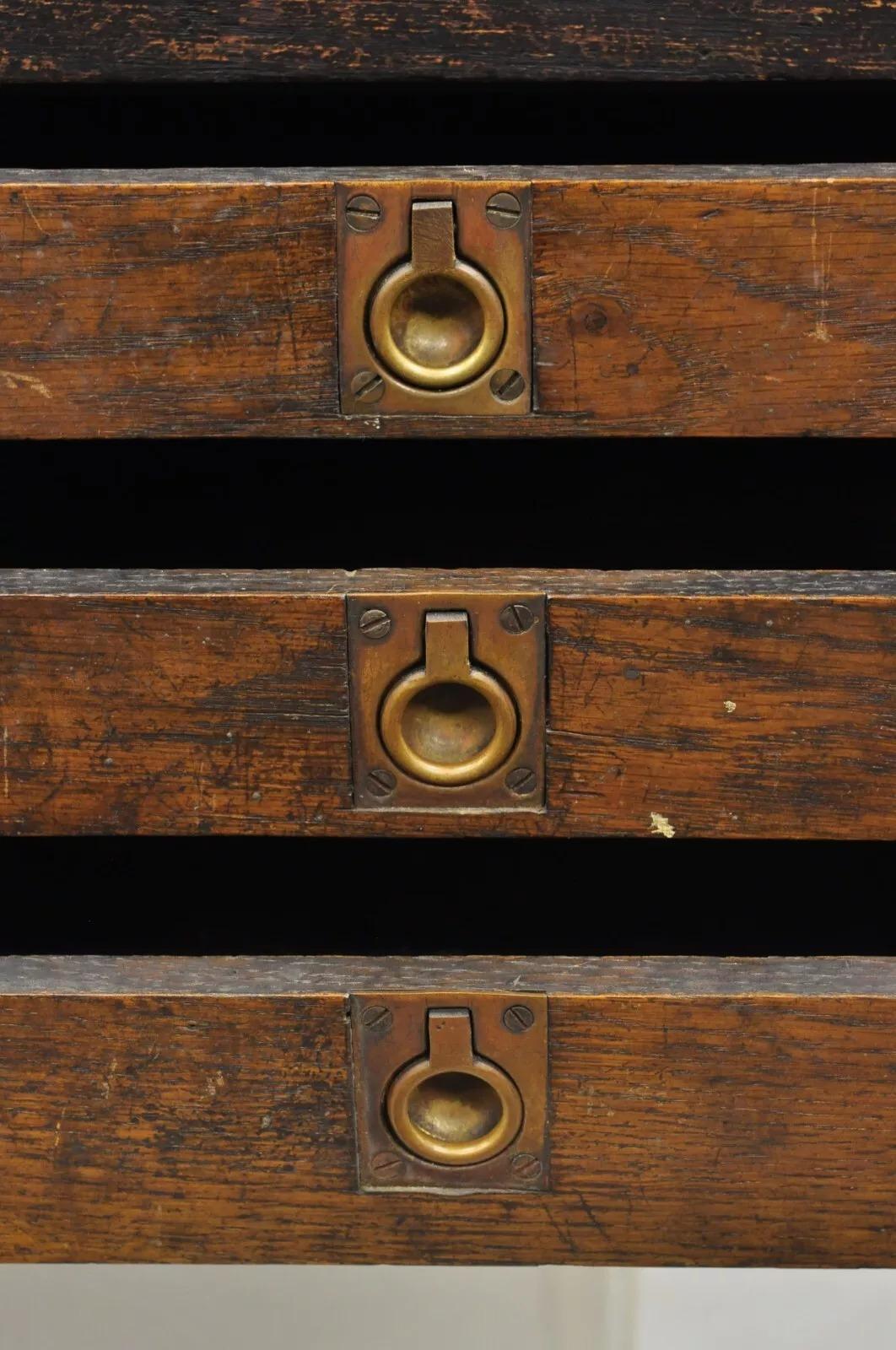 Antique Mission Arts & Crafts Oak Wood Carpenters Tool Chest Cabinet w/ Drawers For Sale 6