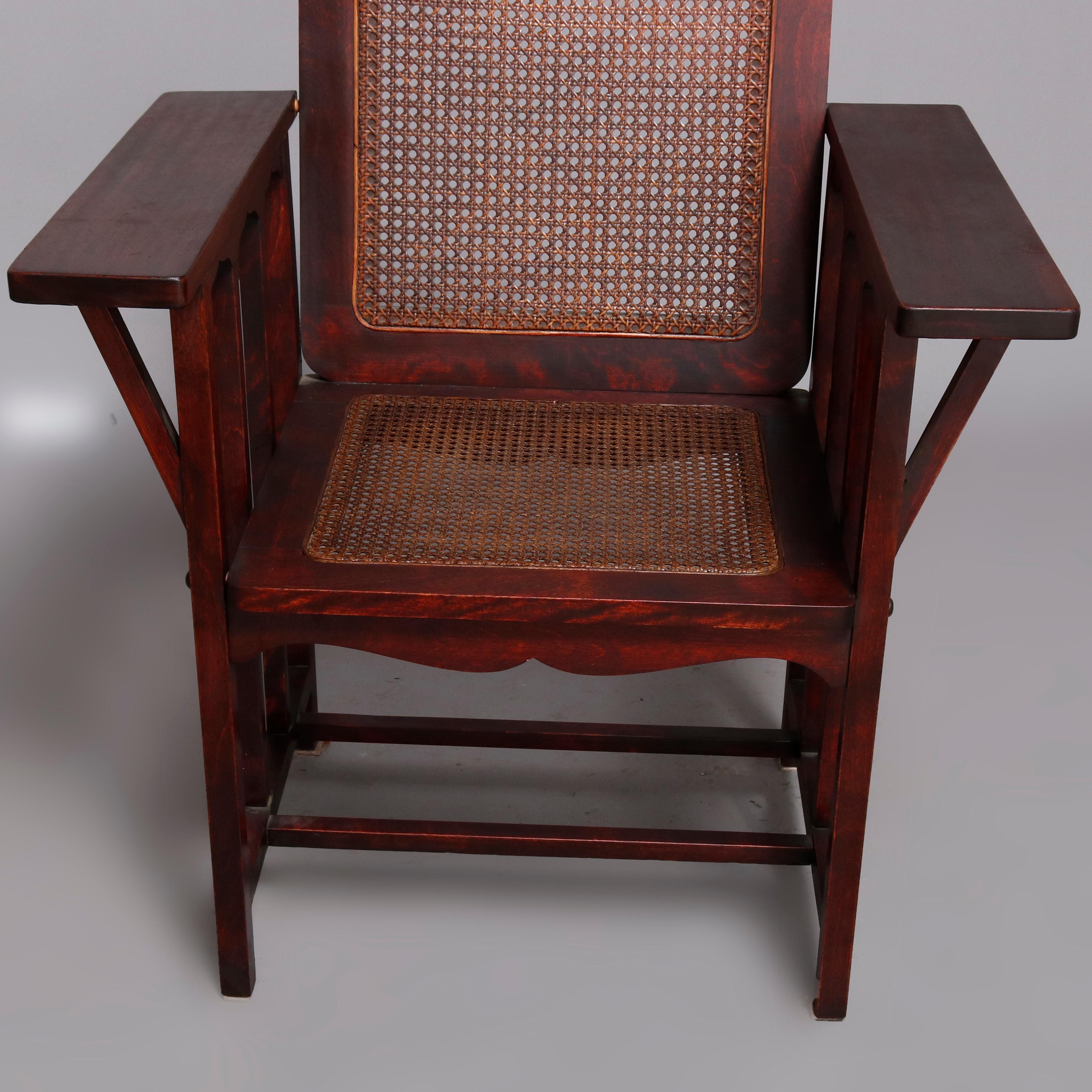 Antique Mission Arts & Crafts Phoenix Co. Mahogany & Pressed Cane McKinley Chair 1