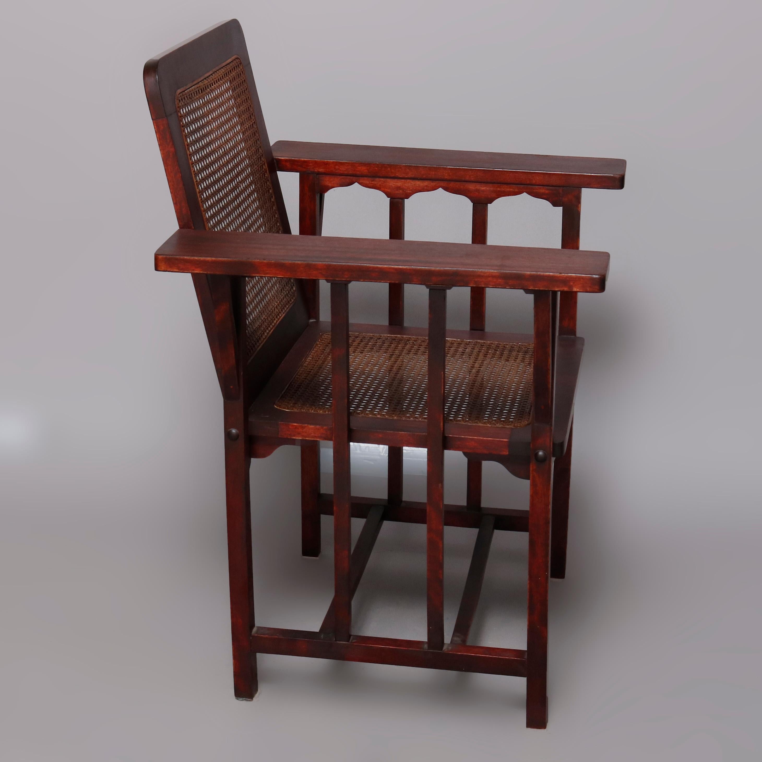 Arts and Crafts Antique Mission Arts & Crafts Phoenix Co. Mahogany & Pressed Cane McKinley Chair