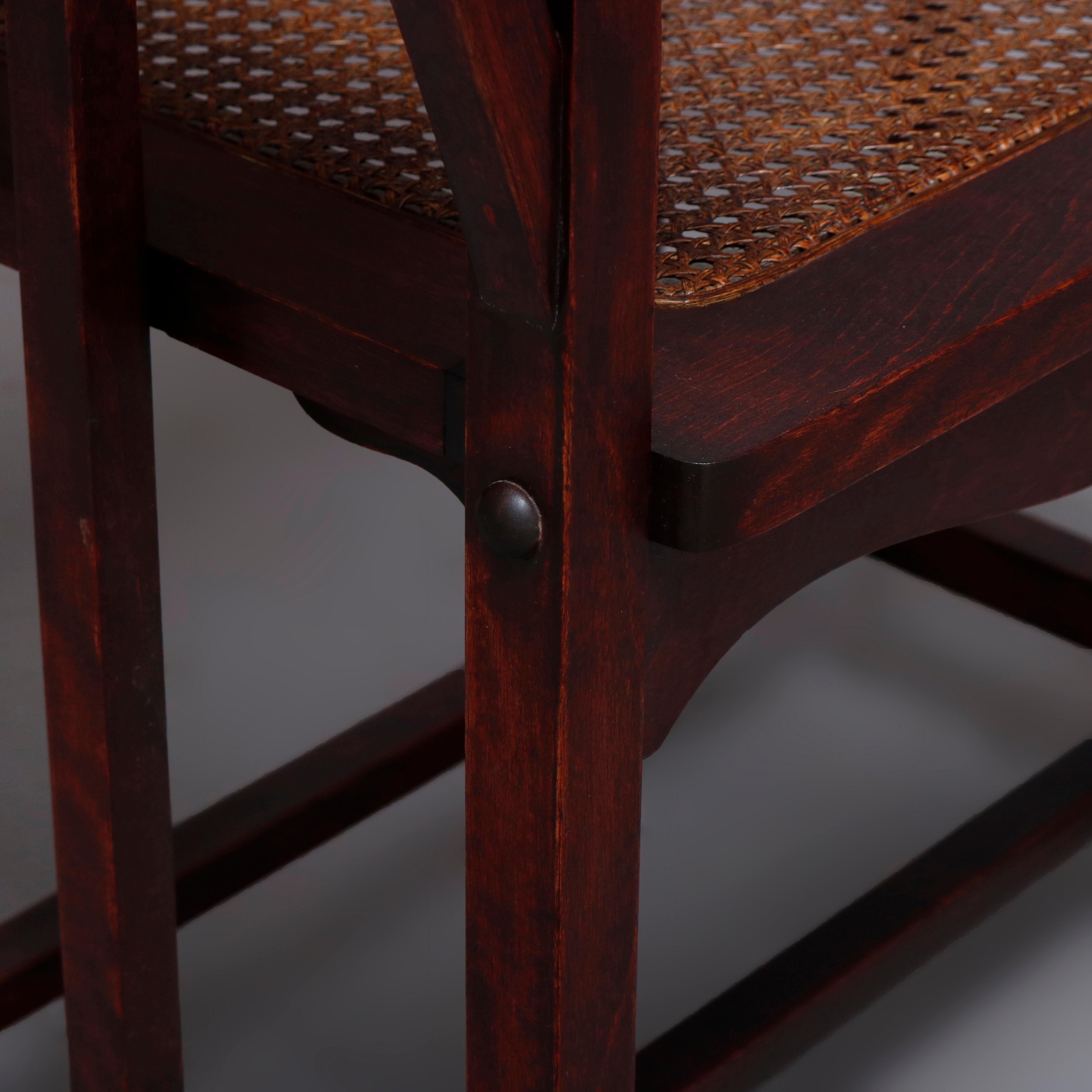 Antique Mission Arts & Crafts Phoenix Co. Mahogany & Pressed Cane McKinley Chair In Good Condition In Big Flats, NY