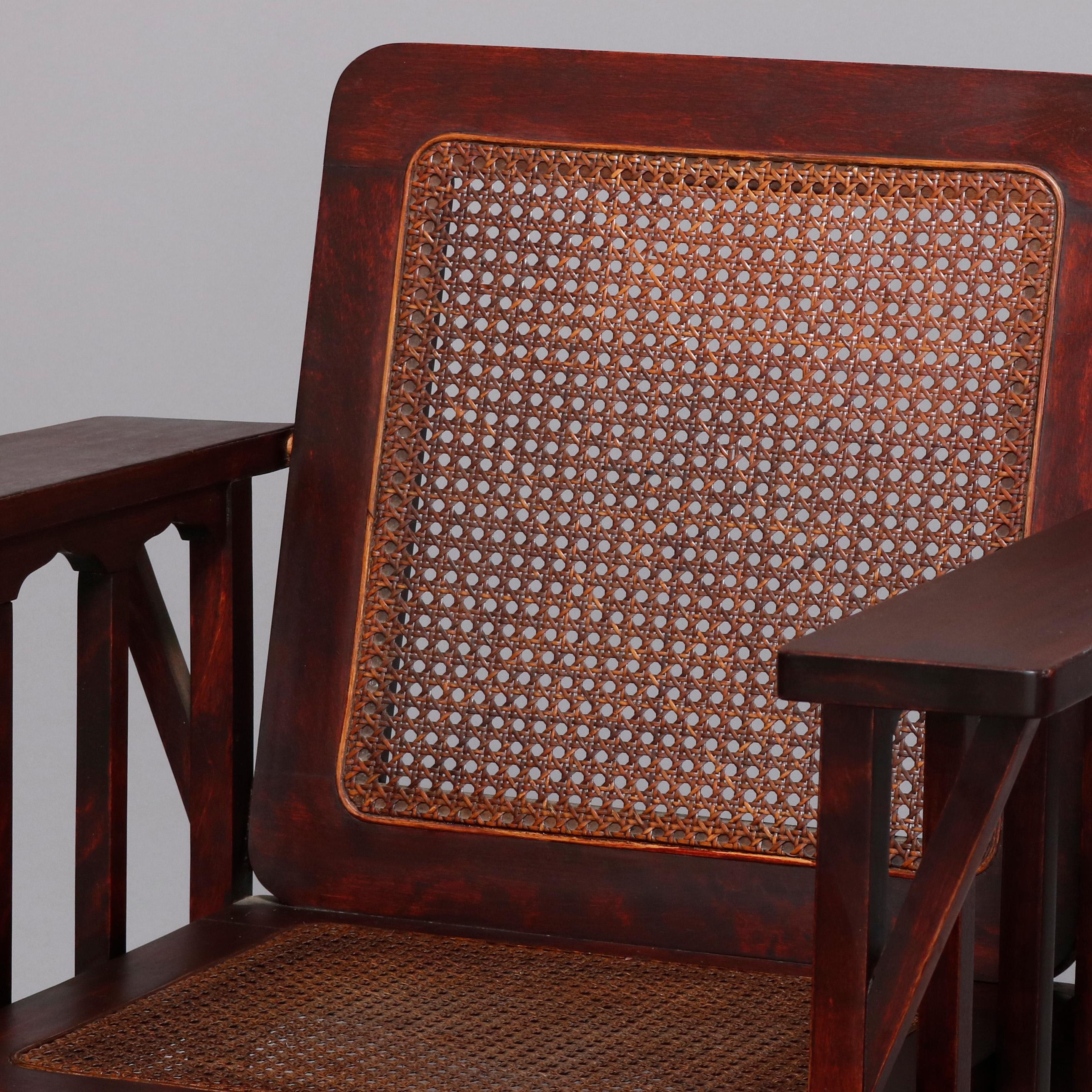 20th Century Antique Mission Arts & Crafts Phoenix Co. Mahogany & Pressed Cane McKinley Chair