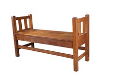 Antike Mission Arts & Crafts Quartersawn Oak Hall Storage Bench Seat Settee 50"