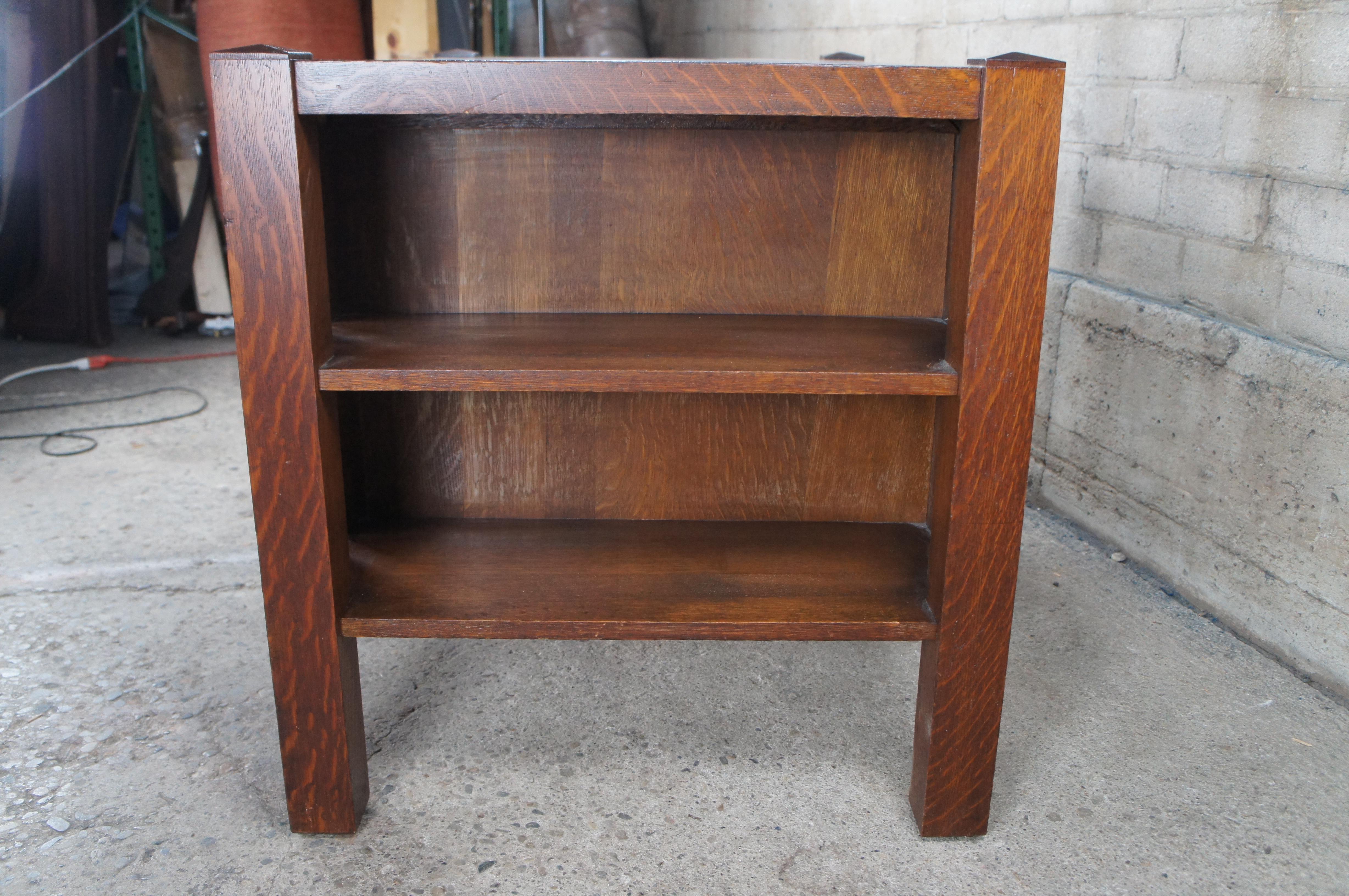 Antique Mission Arts Crafts Quartersawn Oak Library Bookcase Writing Desk Table 8