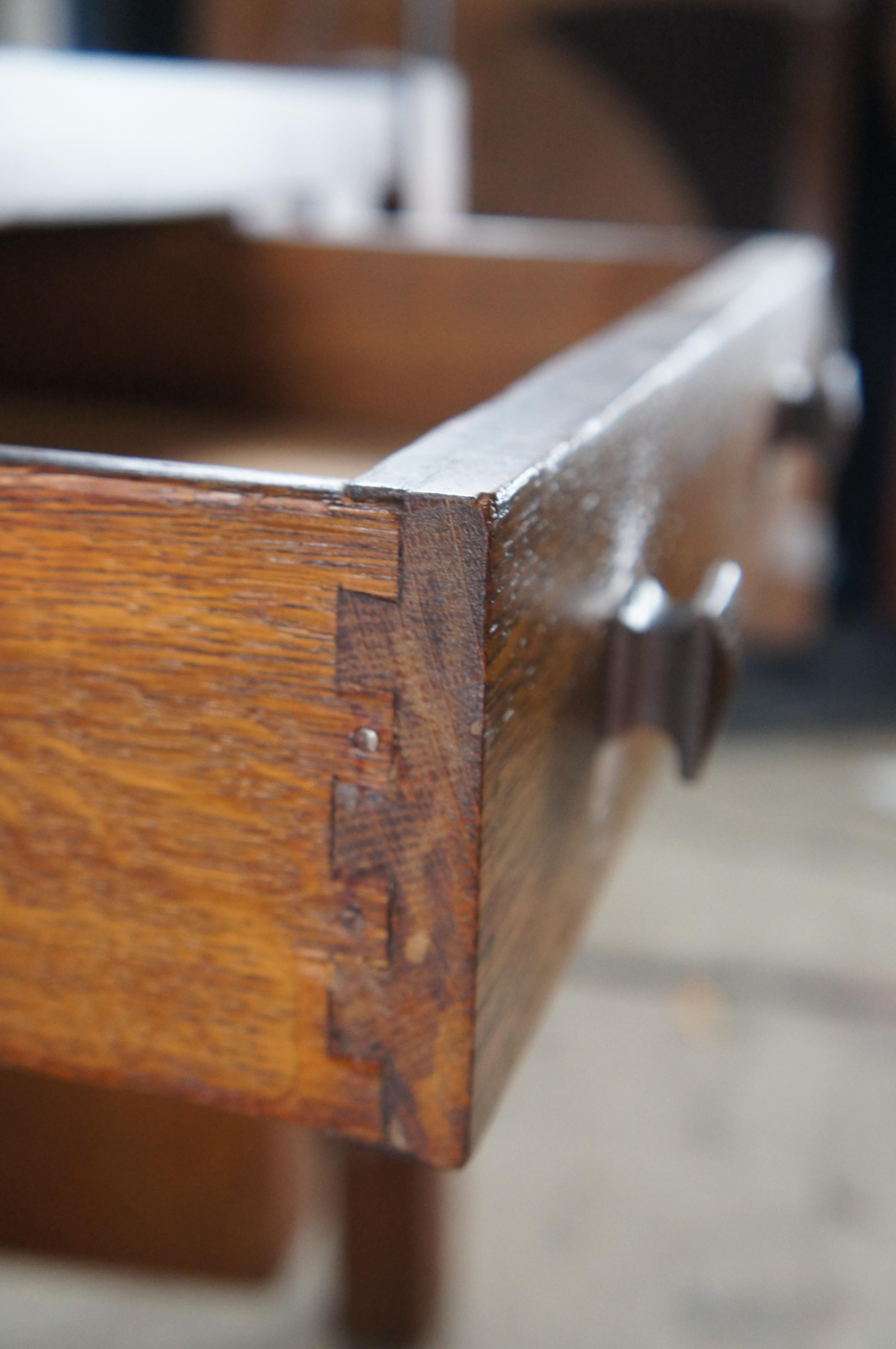 Antique Mission Arts Crafts Quartersawn Oak Library Bookcase Writing Desk Table 2