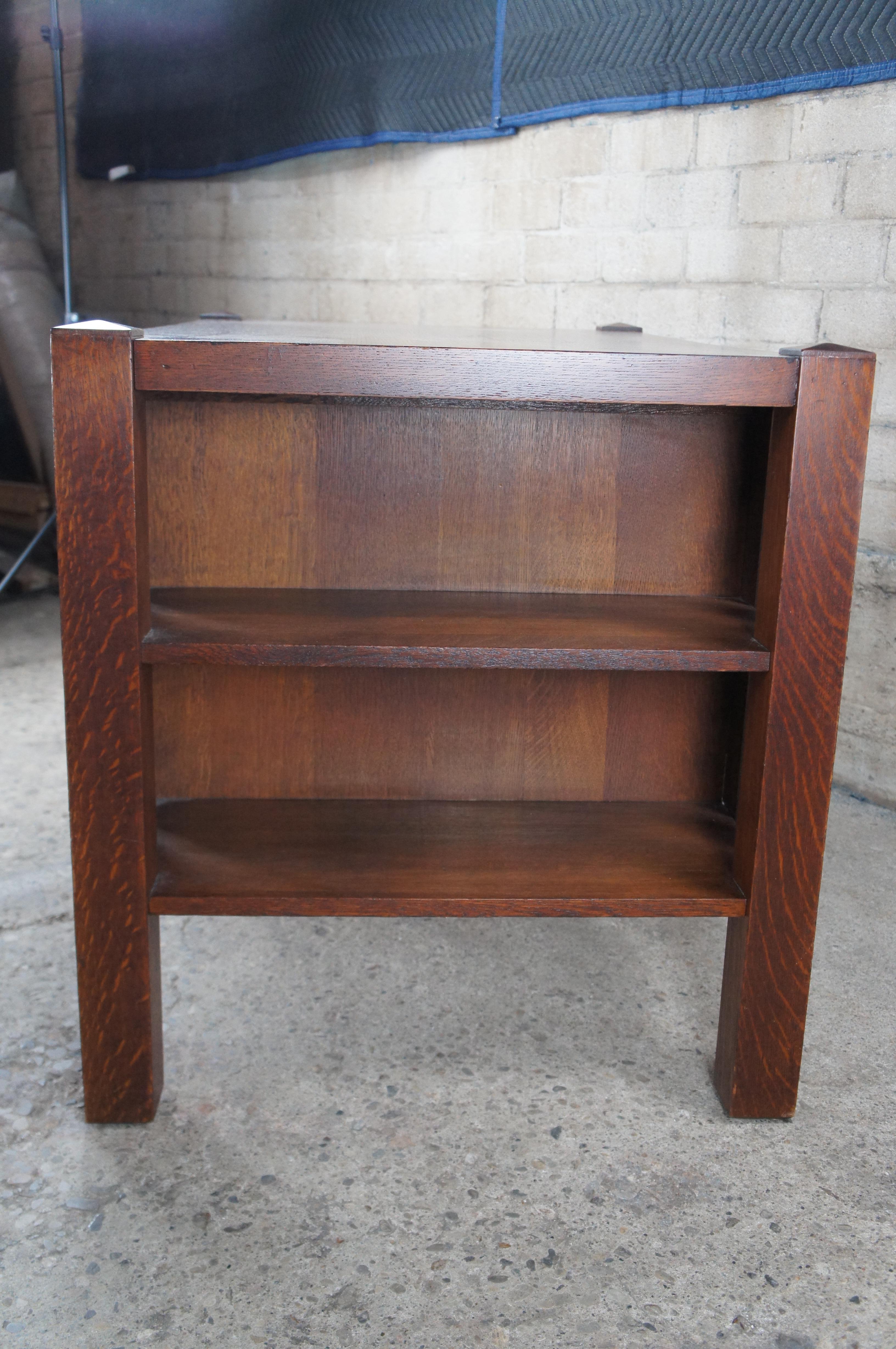 Antique Mission Arts Crafts Quartersawn Oak Library Bookcase Writing Desk Table 5