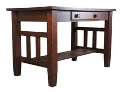 Antique Mission Arts & Crafts Quartersawn Oak Library Desk Table Craftsman 47"