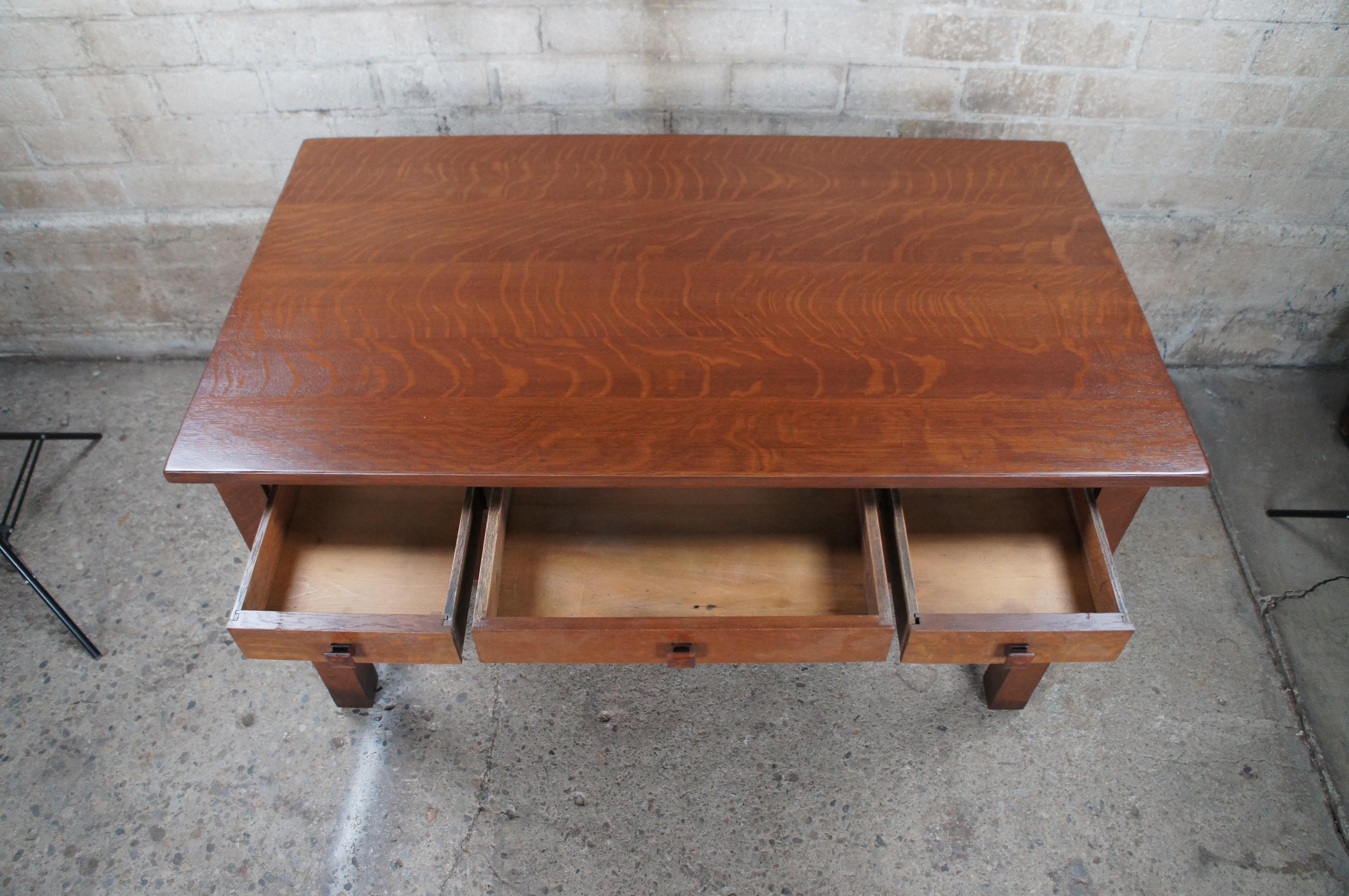 Antique Mission Arts & Crafts Quartersawn Oak Library Table Desk 52