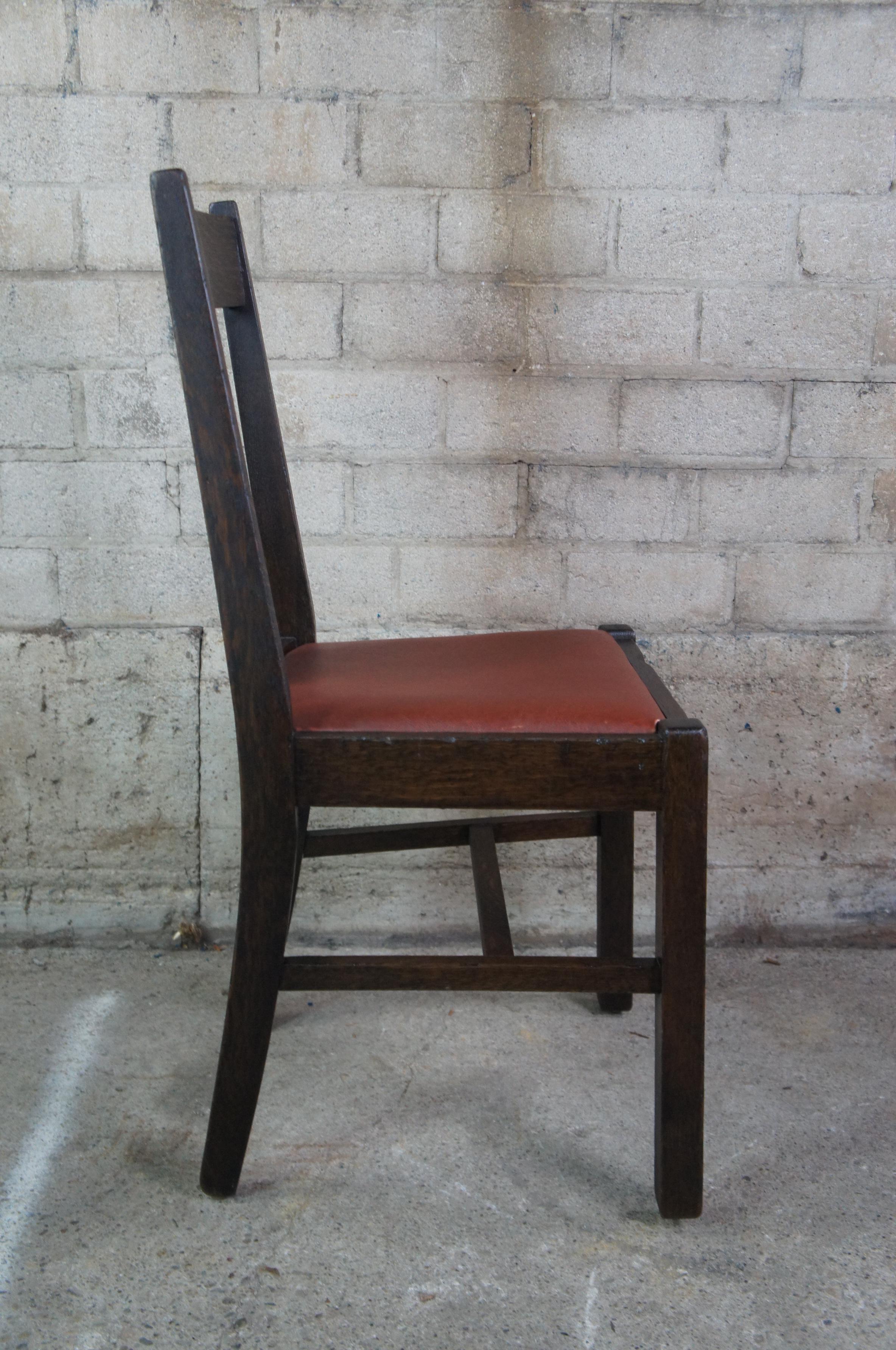 Arts and Crafts Antique Mission Arts & Crafts Quartersawn Oak Library Writing Desk Side Chair