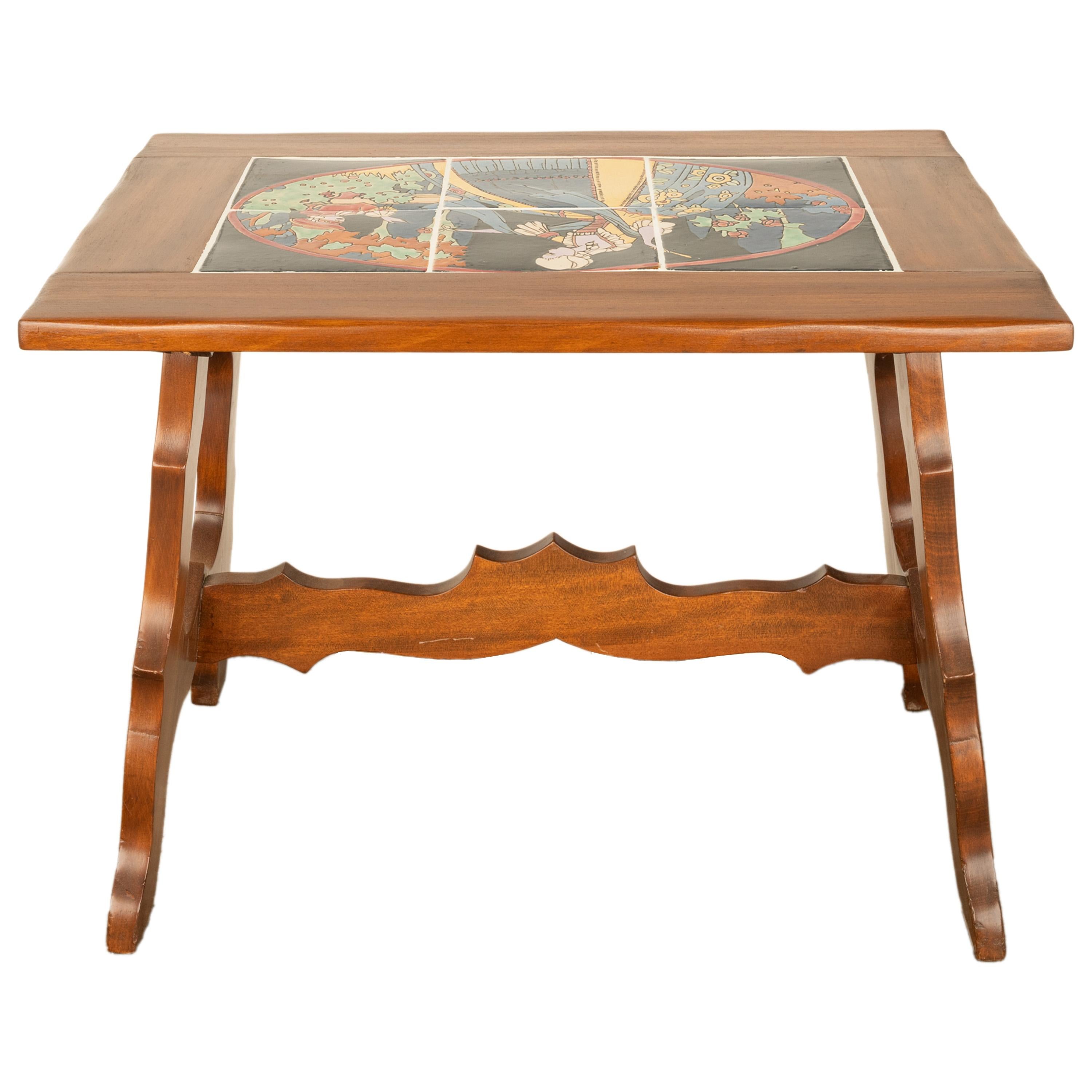 Antique Mission Catalina Monterrey California Tile Top Walnut Coffee Table 1930 For Sale 7