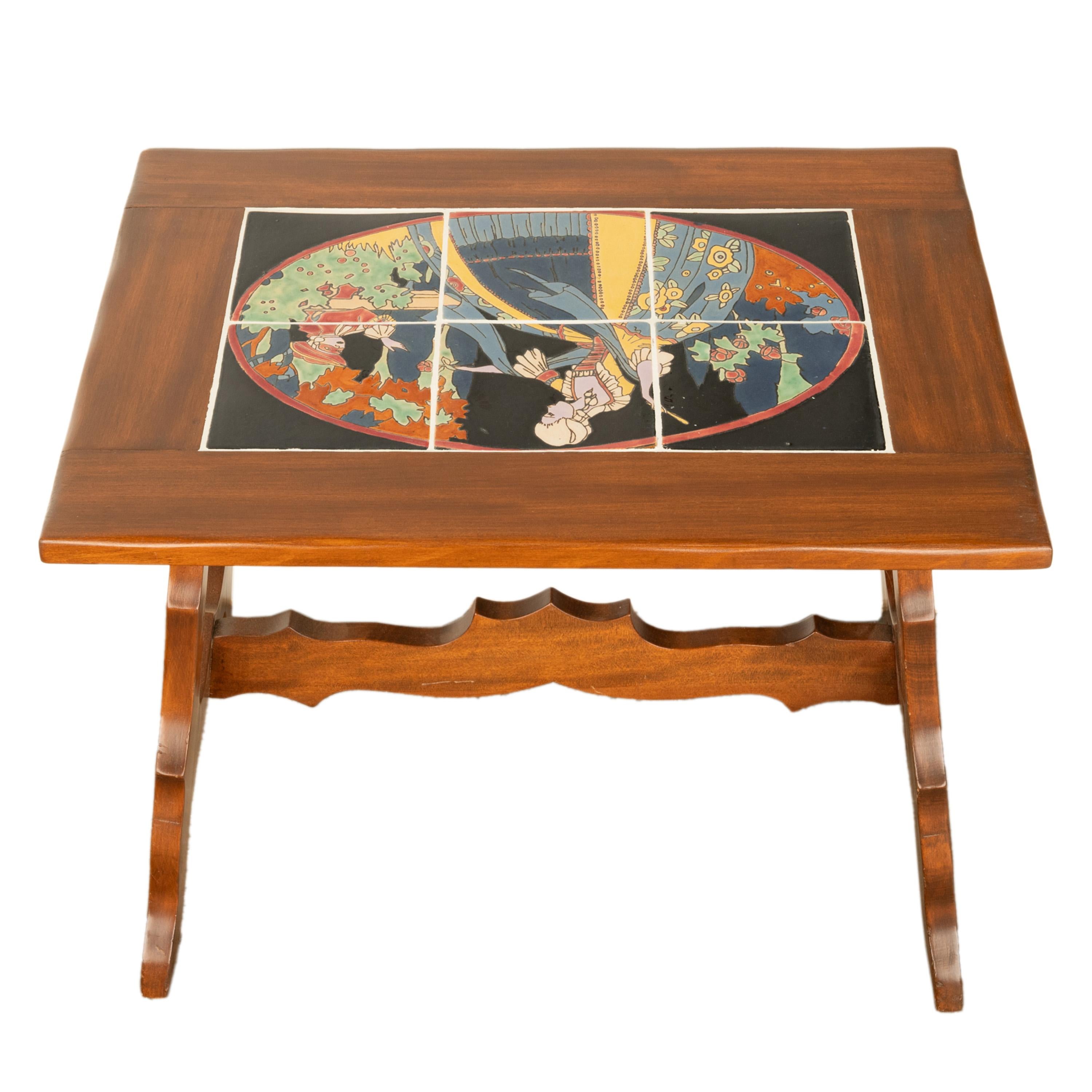 Antique Mission Catalina Monterrey California Tile Top Walnut Coffee Table 1930 For Sale 8