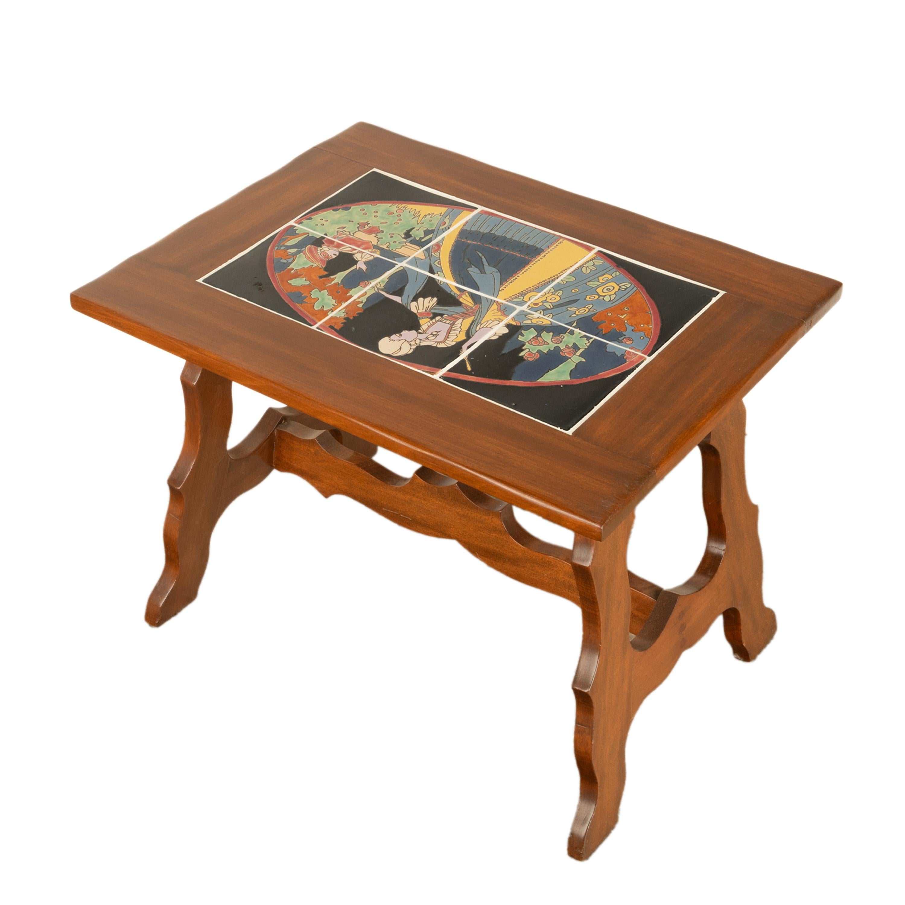 Antique Mission Catalina Monterrey California Tile Top Walnut Coffee Table 1930 For Sale 9