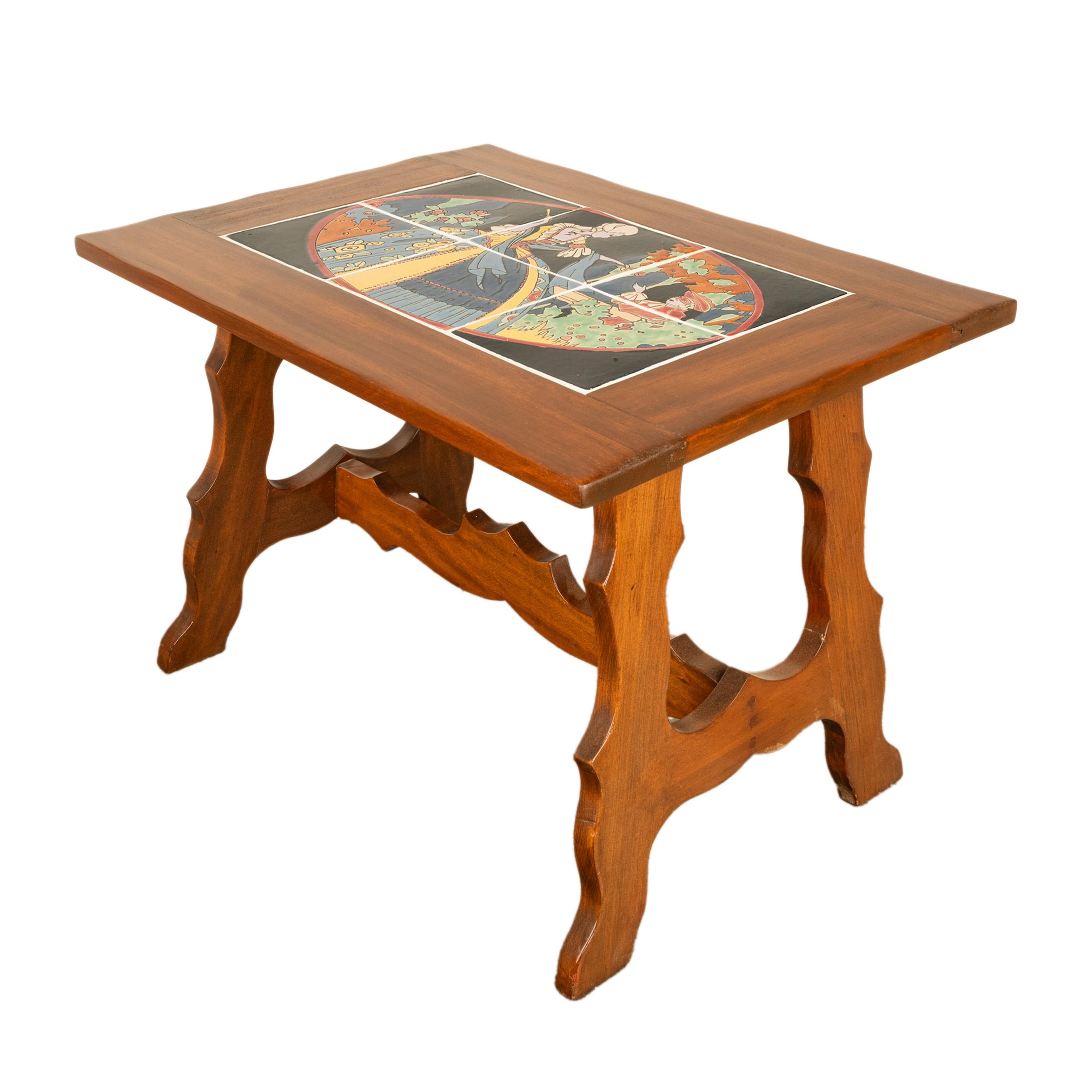 Antique Mission Catalina Monterrey California Tile Top Walnut Coffee Table 1930 For Sale 13