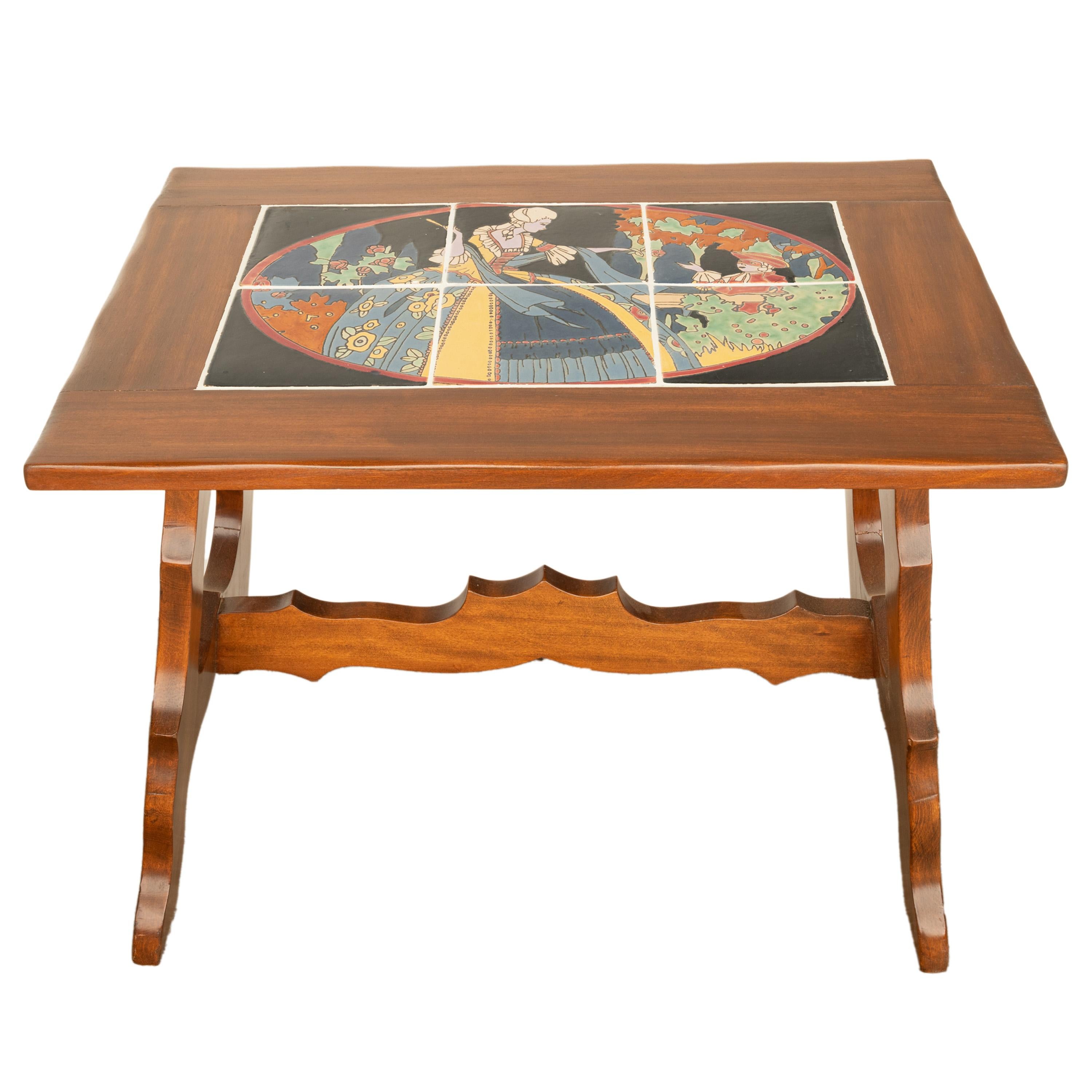 Mid-20th Century Antique Mission Catalina Monterrey California Tile Top Walnut Coffee Table 1930 For Sale