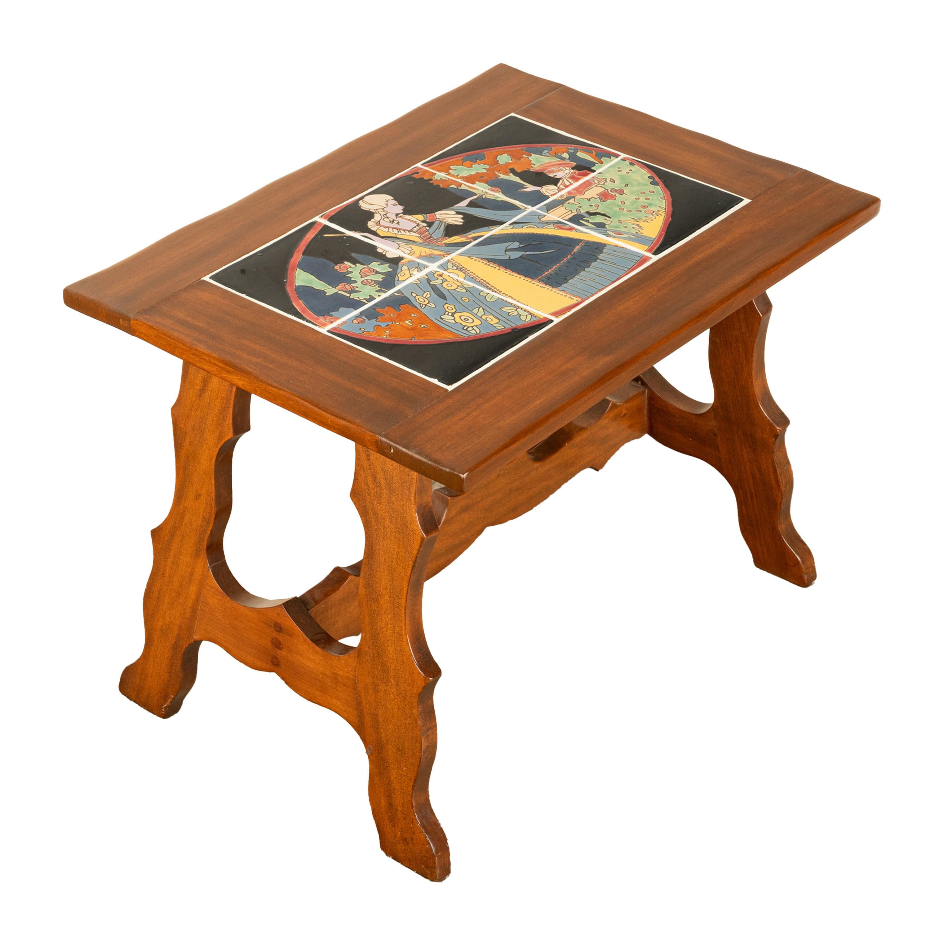 Antique Mission Catalina Monterrey California Tile Top Walnut Coffee Table 1930 For Sale