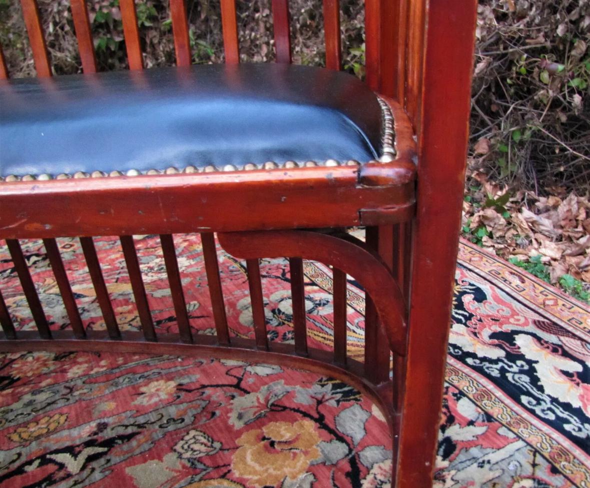 Leather Antique Mission Josef Hoffmann Settee, Stickley Era - W5278     SALE        SALE