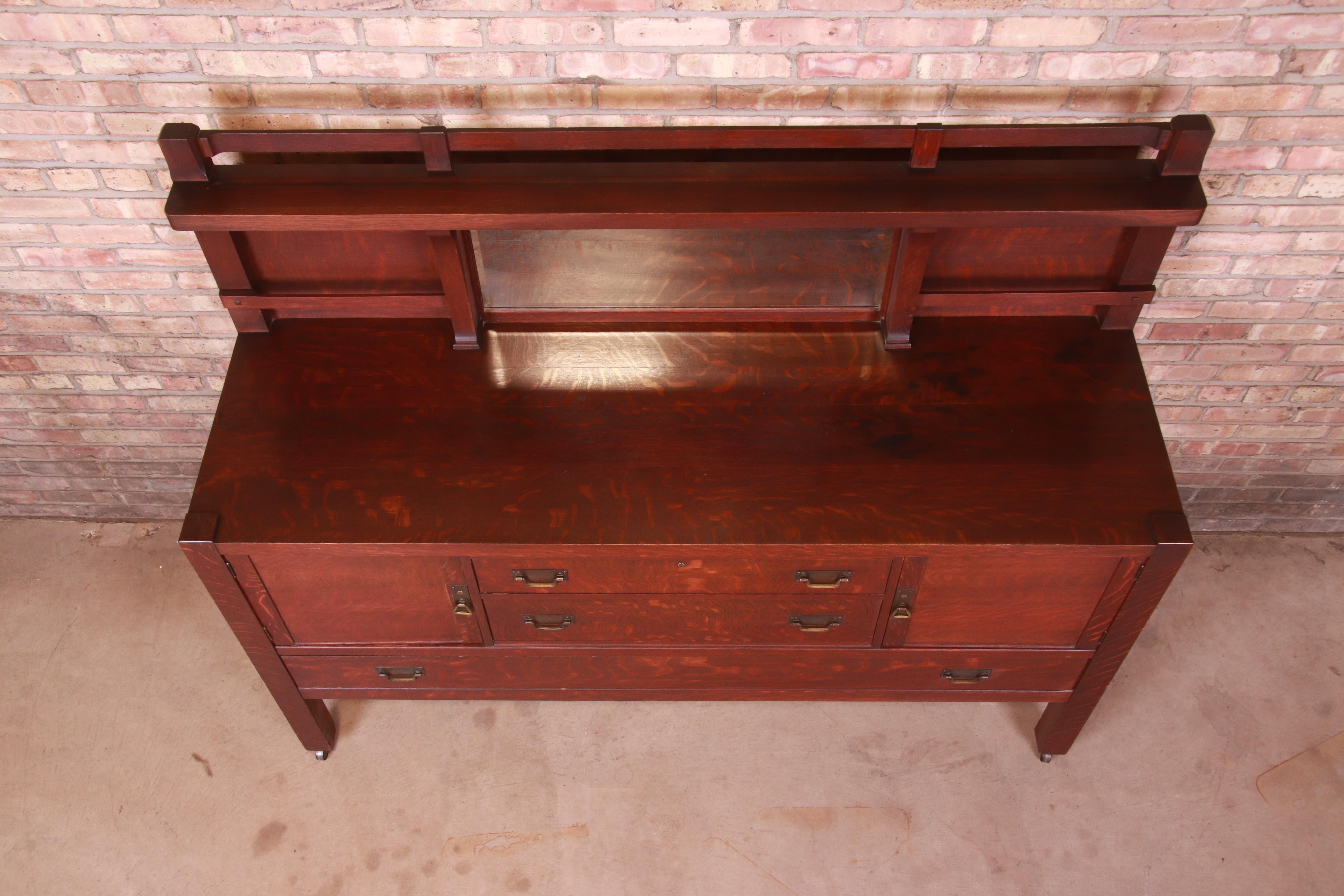 Antique Mission Oak Arts & Crafts Sideboard Attributed to Stickley Brothers 9