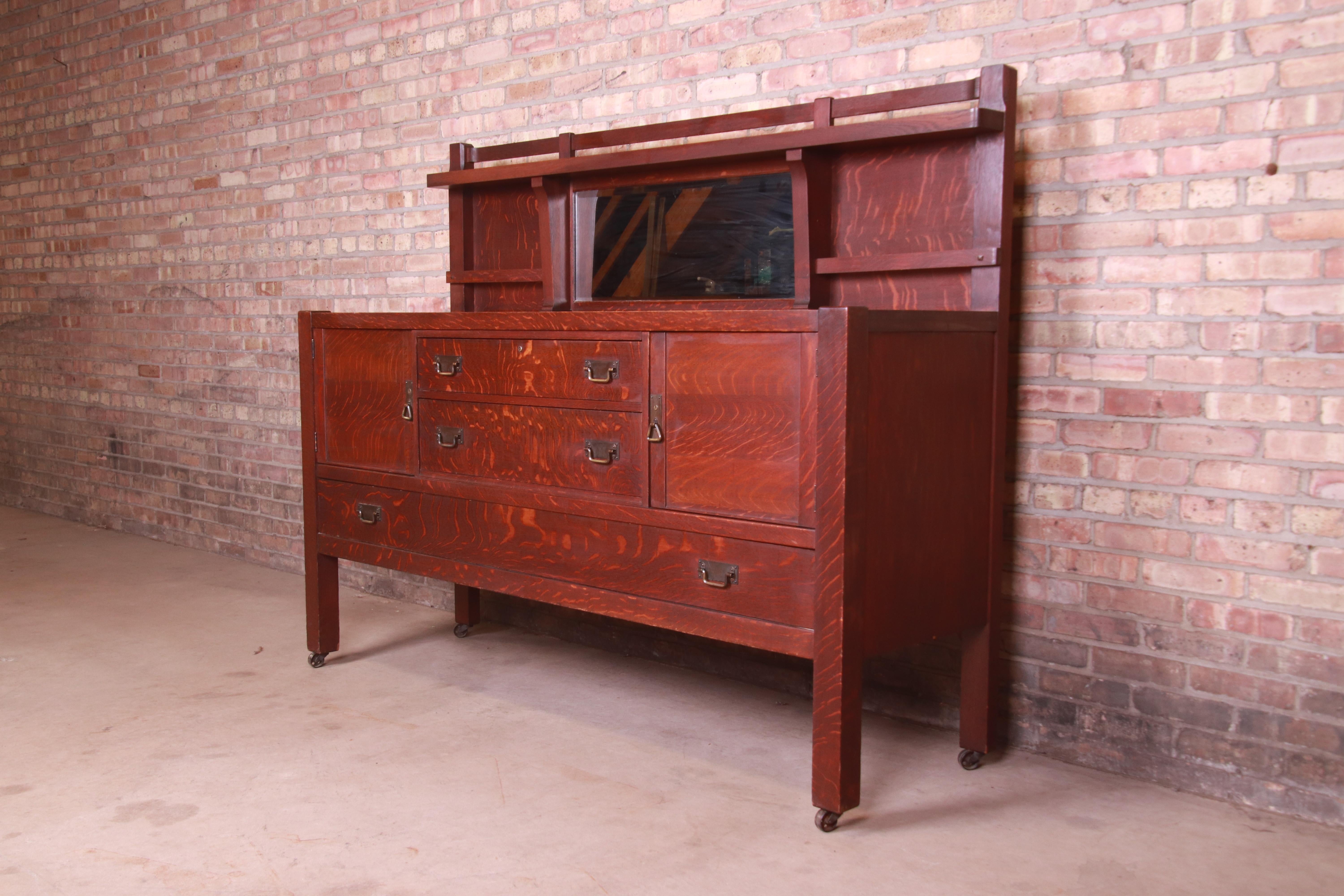 Arts and Crafts Antique Mission Oak Arts & Crafts Sideboard Attributed to Stickley Brothers