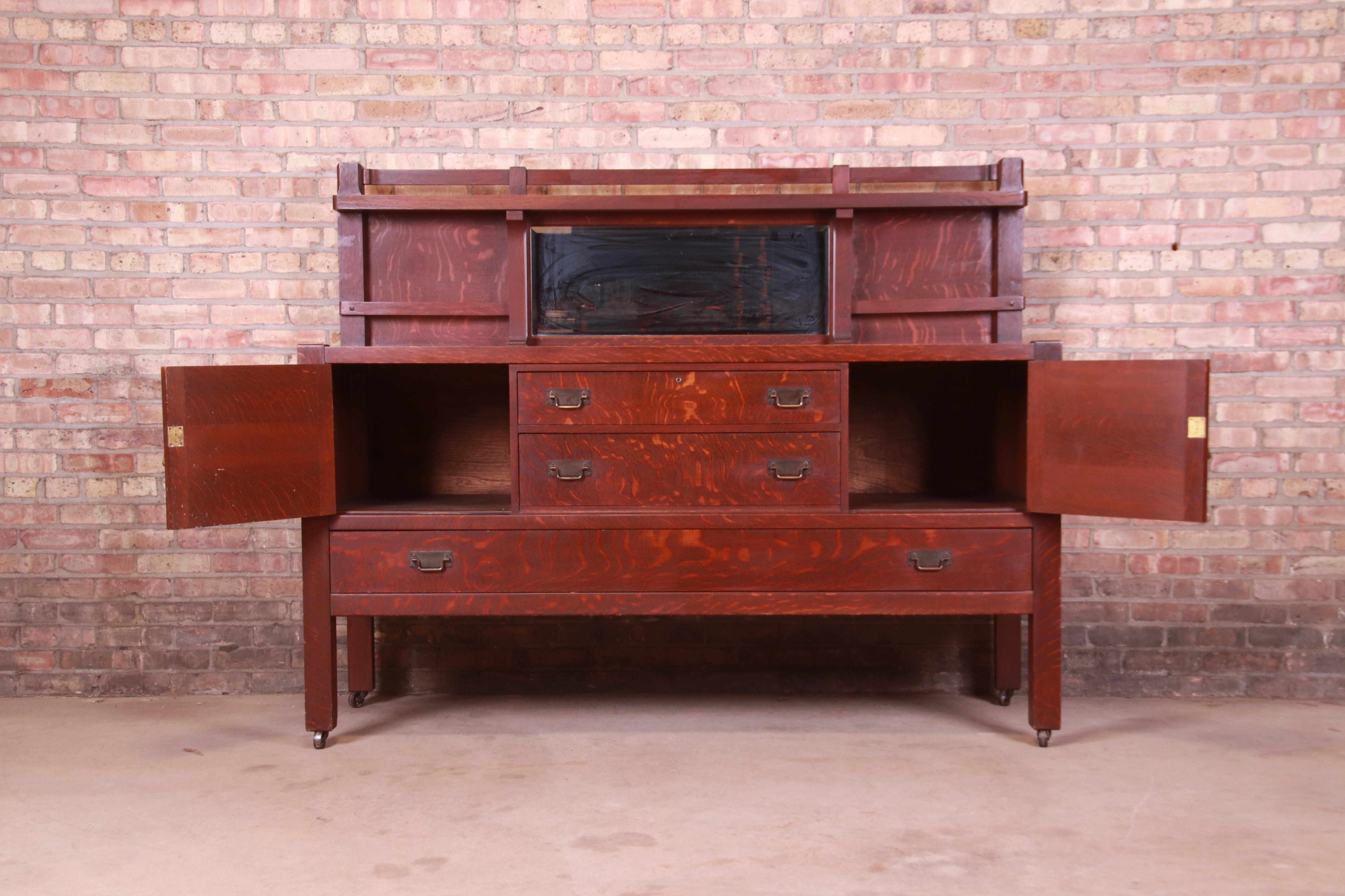 20th Century Antique Mission Oak Arts & Crafts Sideboard Attributed to Stickley Brothers