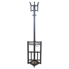 Antique Mission Oak Arts & Crafts Coat Hat Hall Tree Umbrella Stand