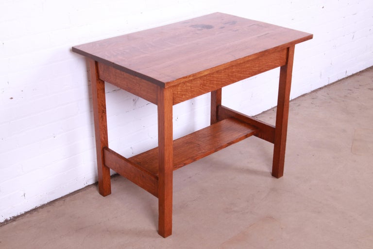 Antique Mission Oak Arts and Crafts Library Table or Writing Desk