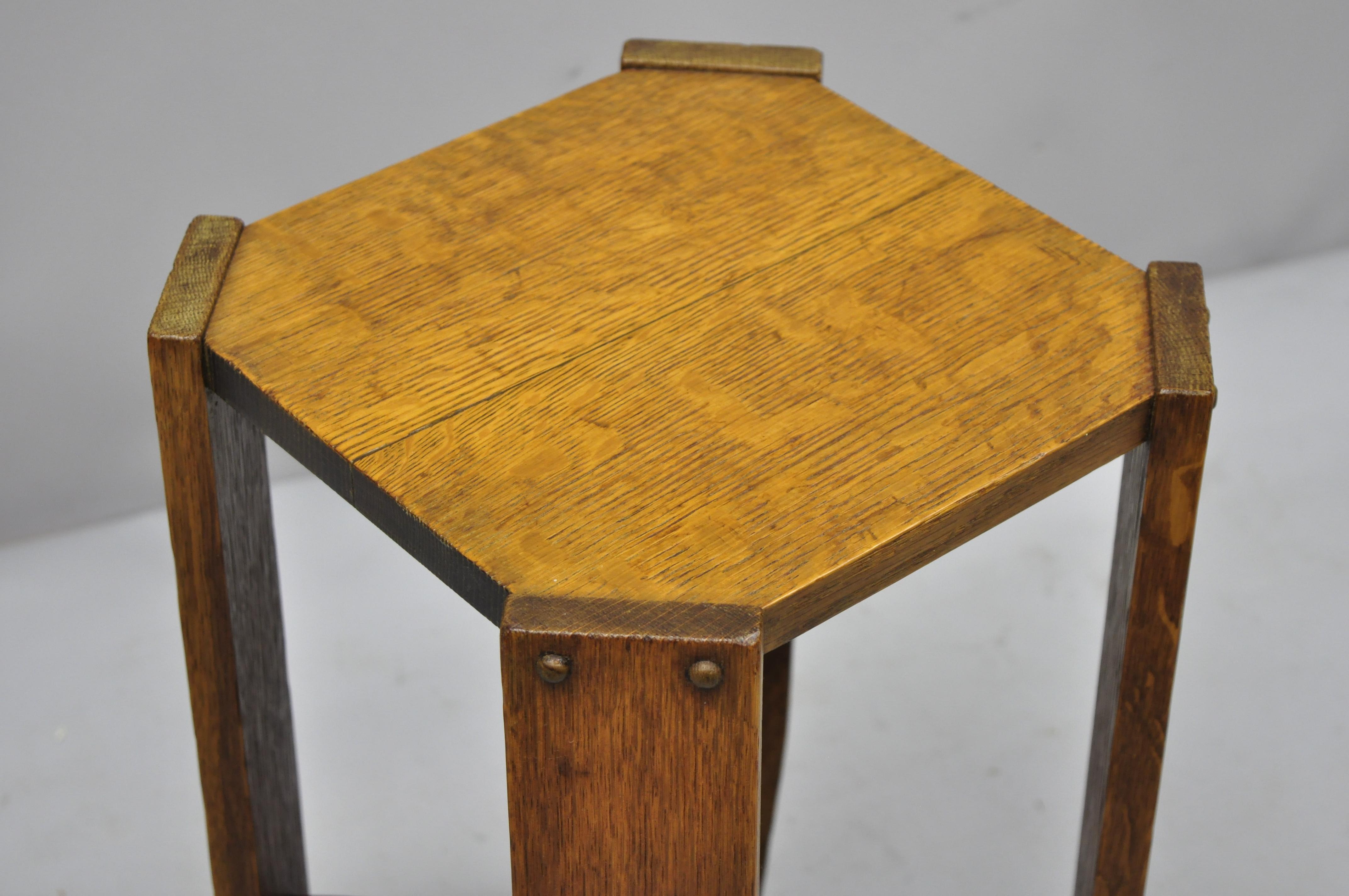 Arts and Crafts Mission Oak Arts & Crafts Side Table Plant Stand Attributed to Stickley Bros