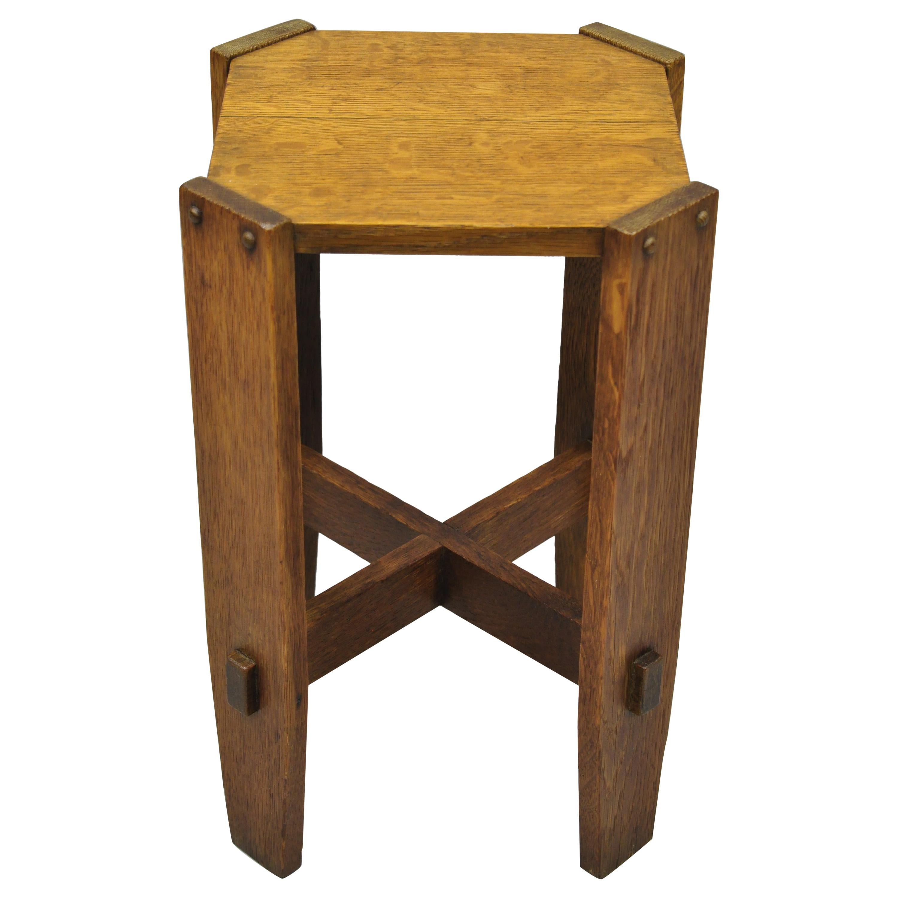 Mission Oak Arts & Crafts Side Table Plant Stand Attributed to Stickley Bros