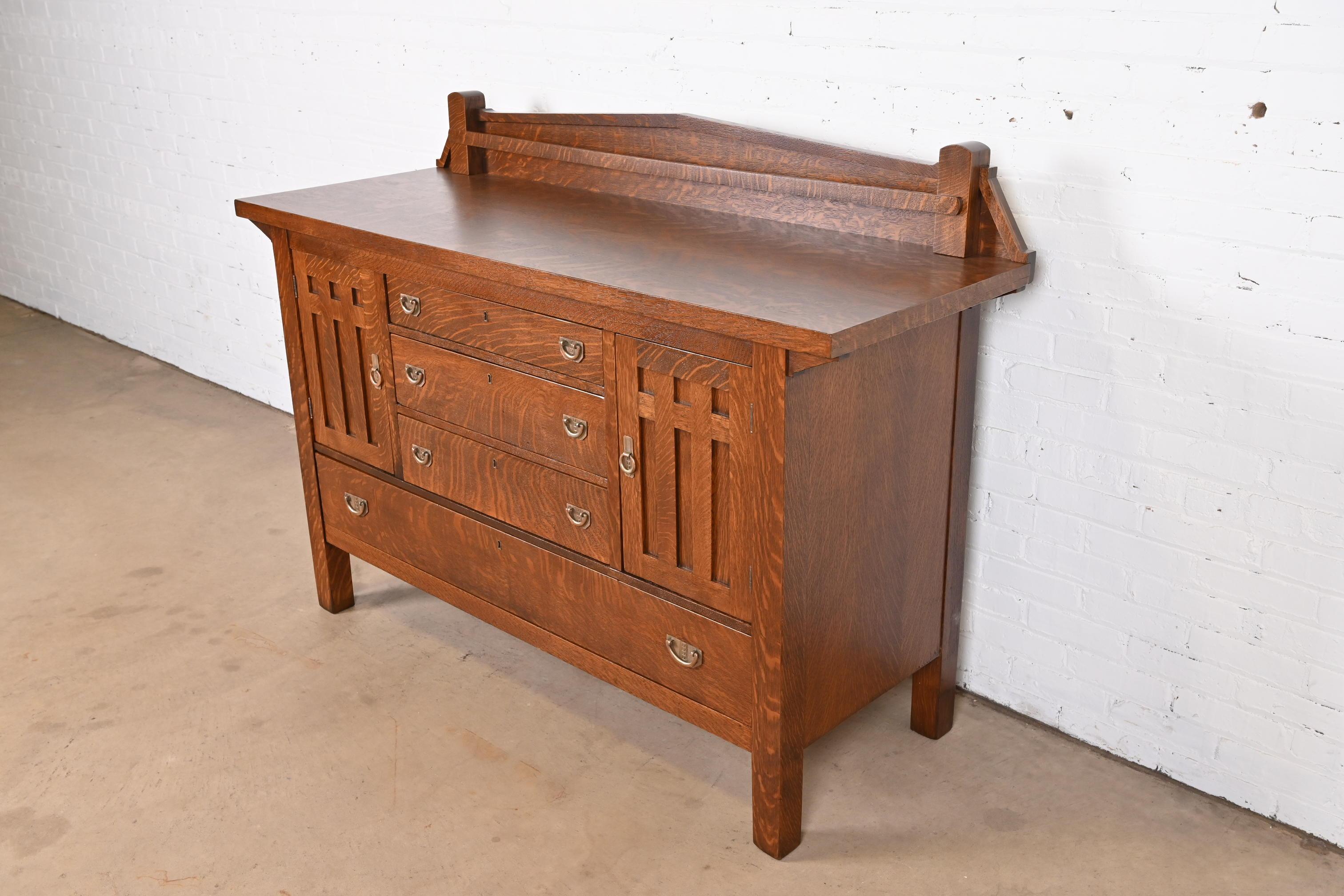 Arts and Crafts Antique Mission Oak Arts & Crafts Sideboard in the Manner of Stickley Brothers