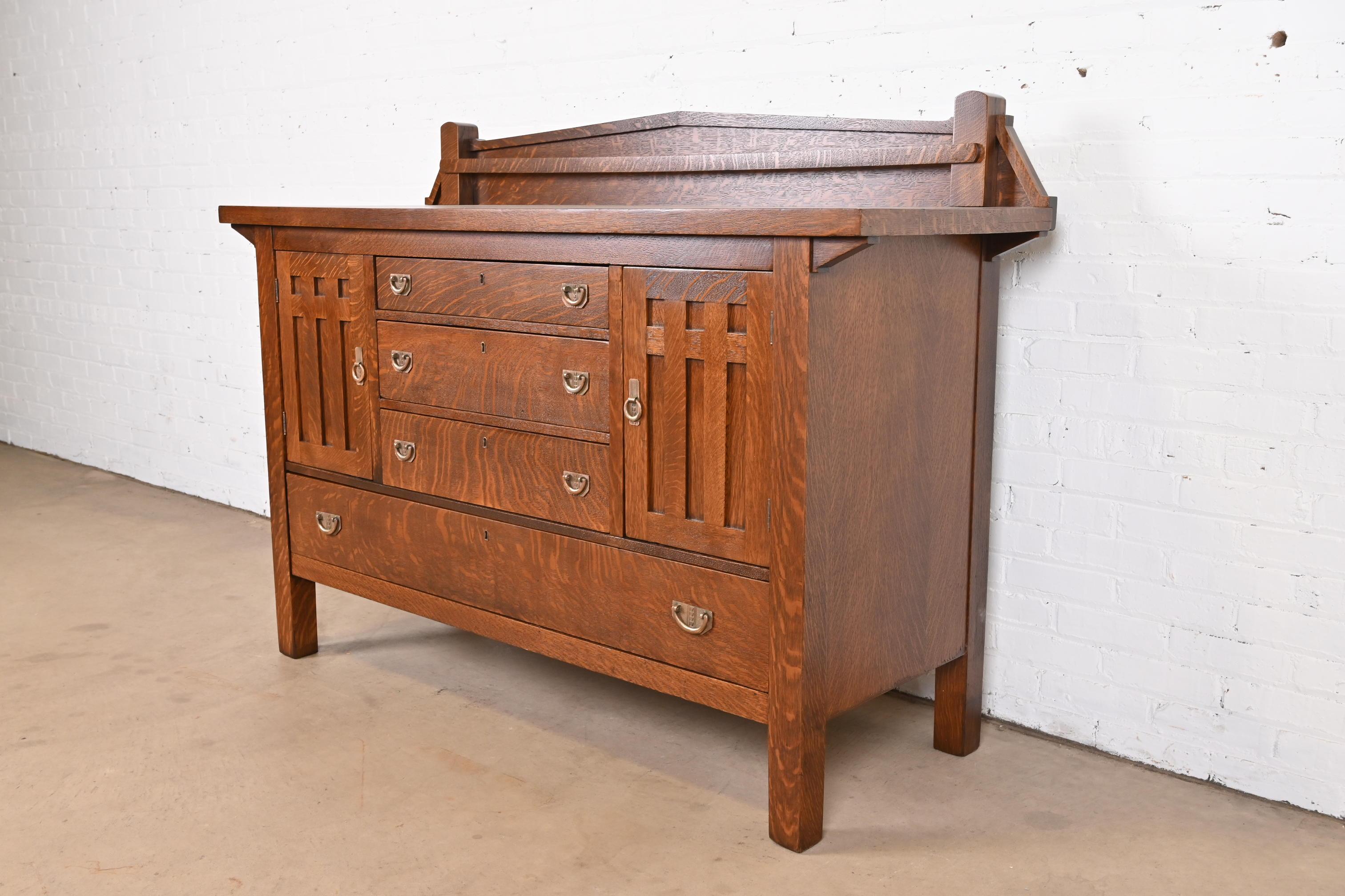 American Antique Mission Oak Arts & Crafts Sideboard in the Manner of Stickley Brothers