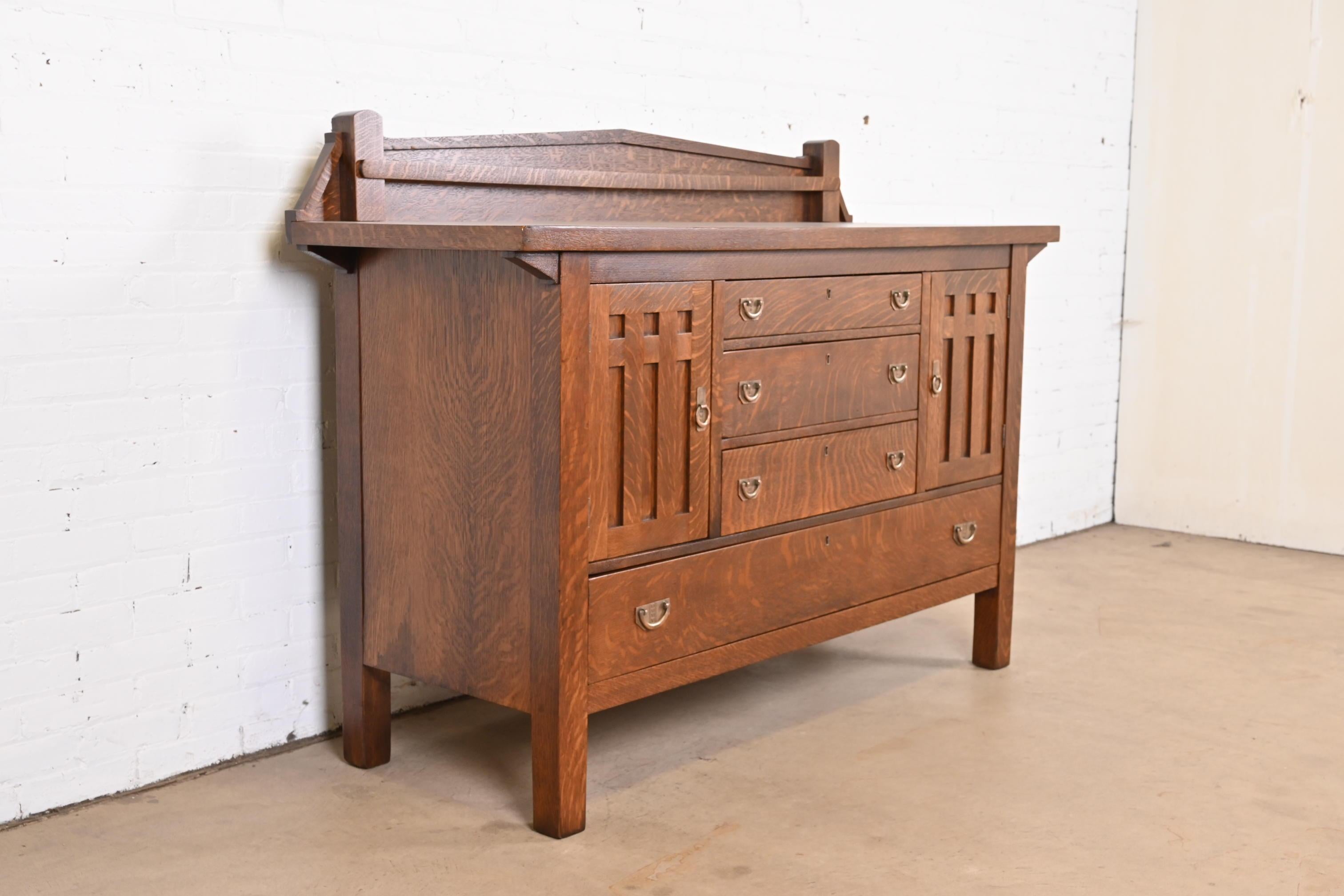 20th Century Antique Mission Oak Arts & Crafts Sideboard in the Manner of Stickley Brothers