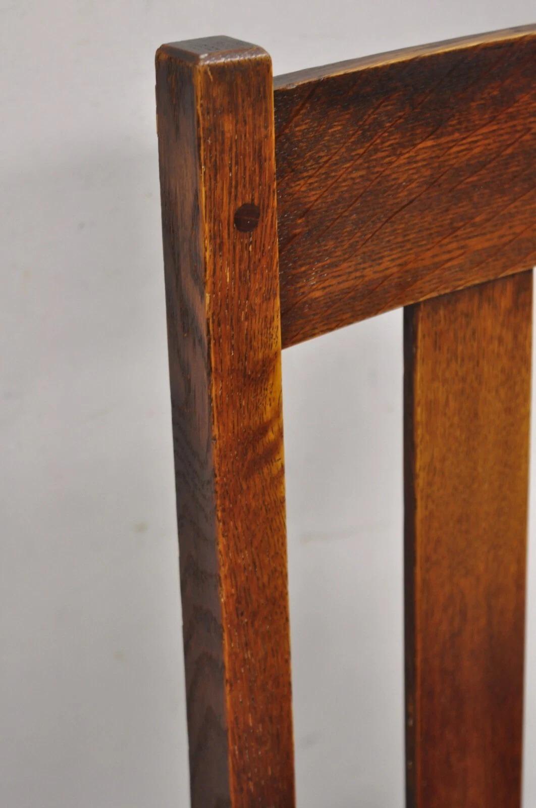 Unknown Antique Mission Oak Arts & Crafts Slat Back Stickley Style Rocker Rocking Chair For Sale
