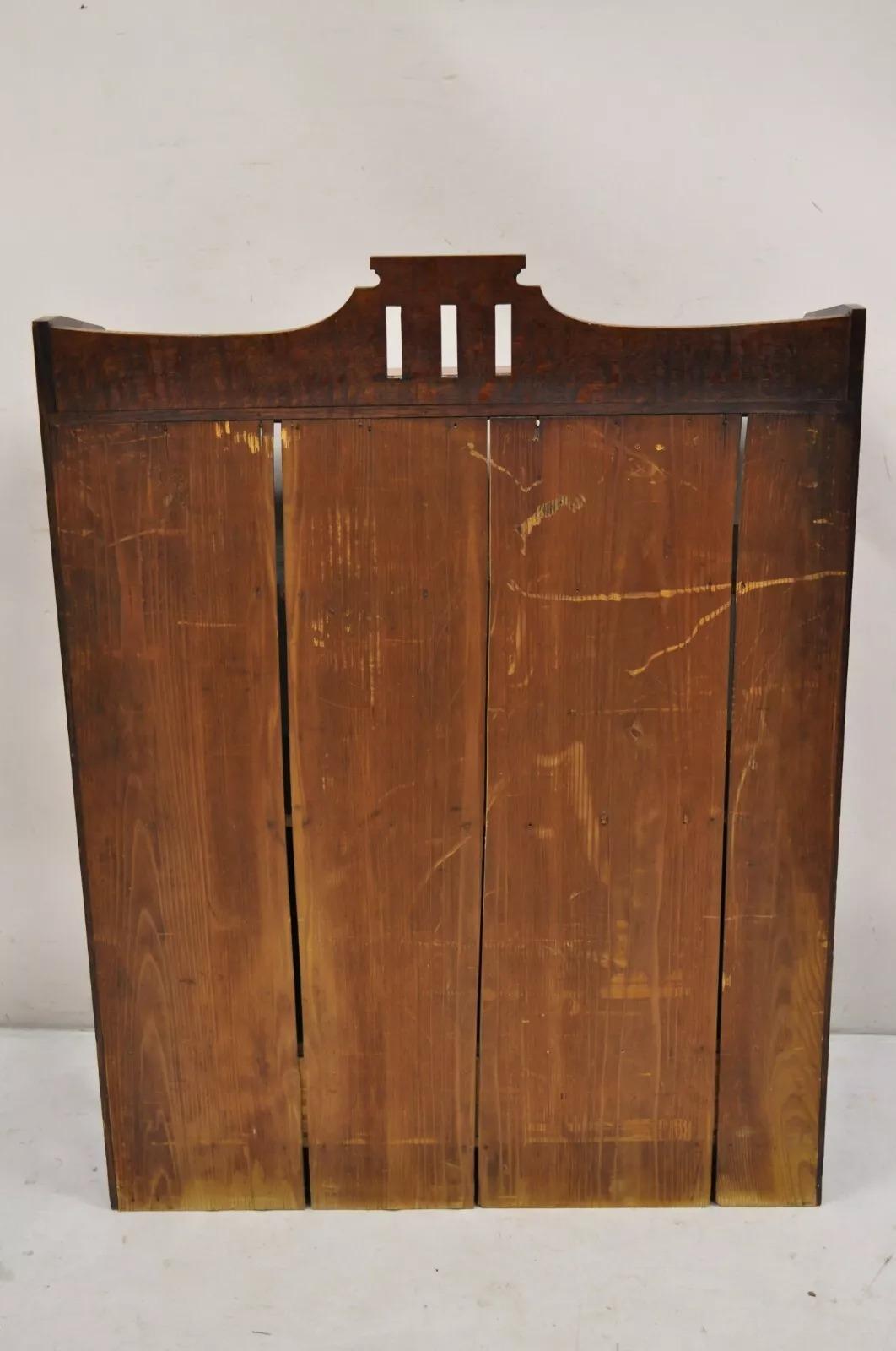 Antique Mission Oak Arts & Crafts Small Sliding Door Bookcase Curio with Drawers For Sale 4